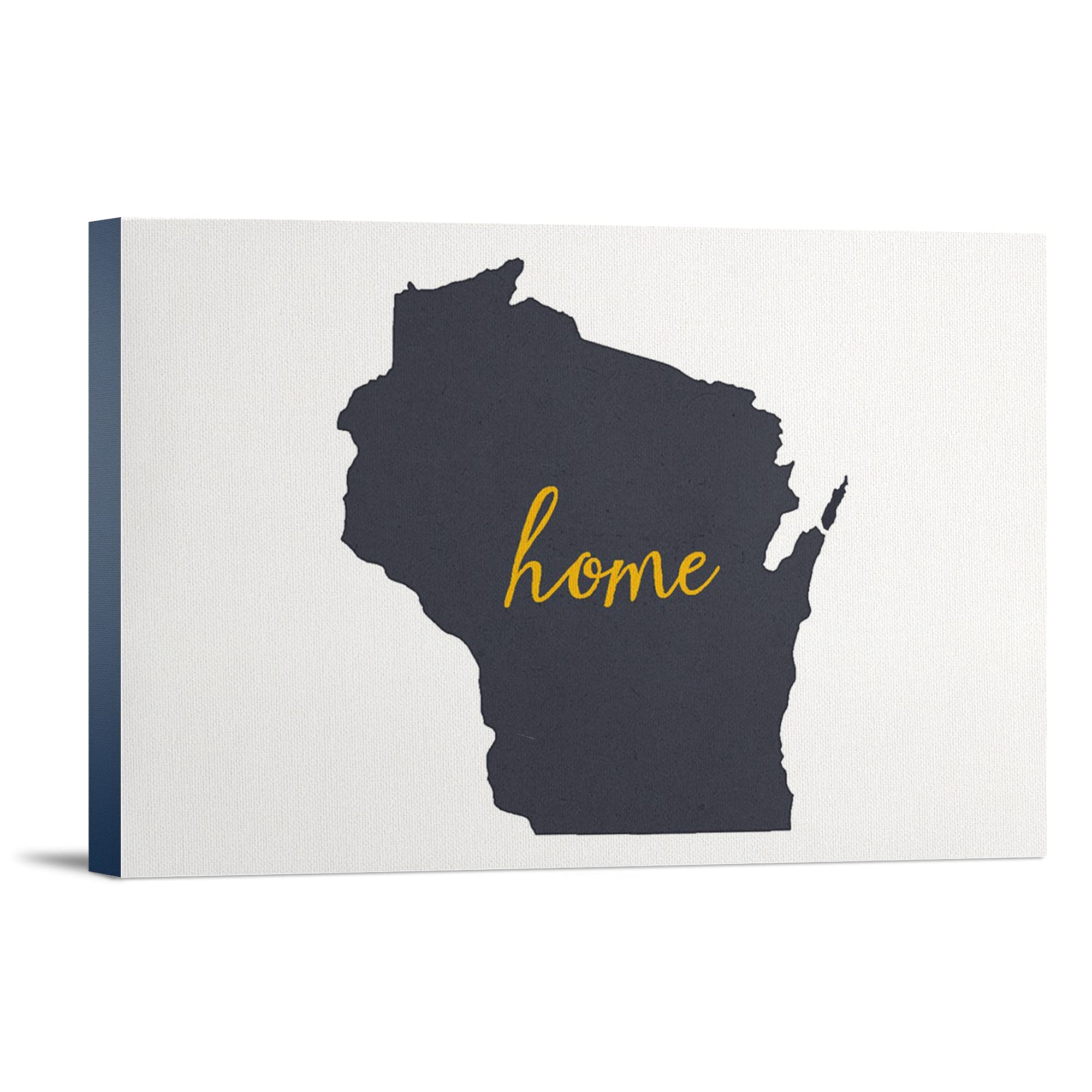 Lantern Press Wisconsin Home State White 16x24 Wrapped Canvas Wall Art - Perfect for Living Room, Bedroom & Office Decor