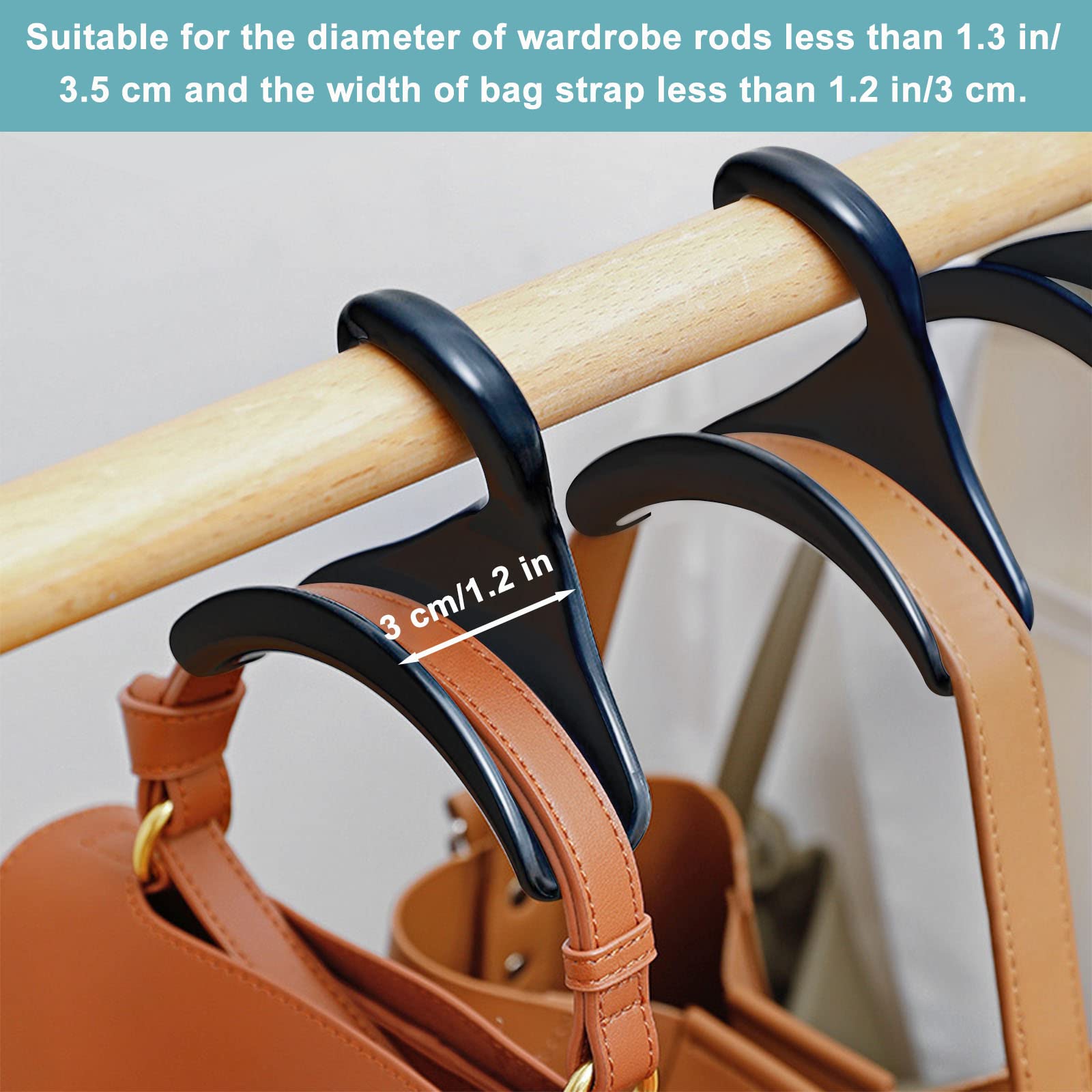 6-Pack Black Purse Hanger Hooks for Closet - Handbag Organizer & Storage Rack for Tote Bags, Backpacks, Satchels, Crossbody Bags, Scarves, Belts & Ties - Perfect for Bedroom, Closet & Entryway Organization
