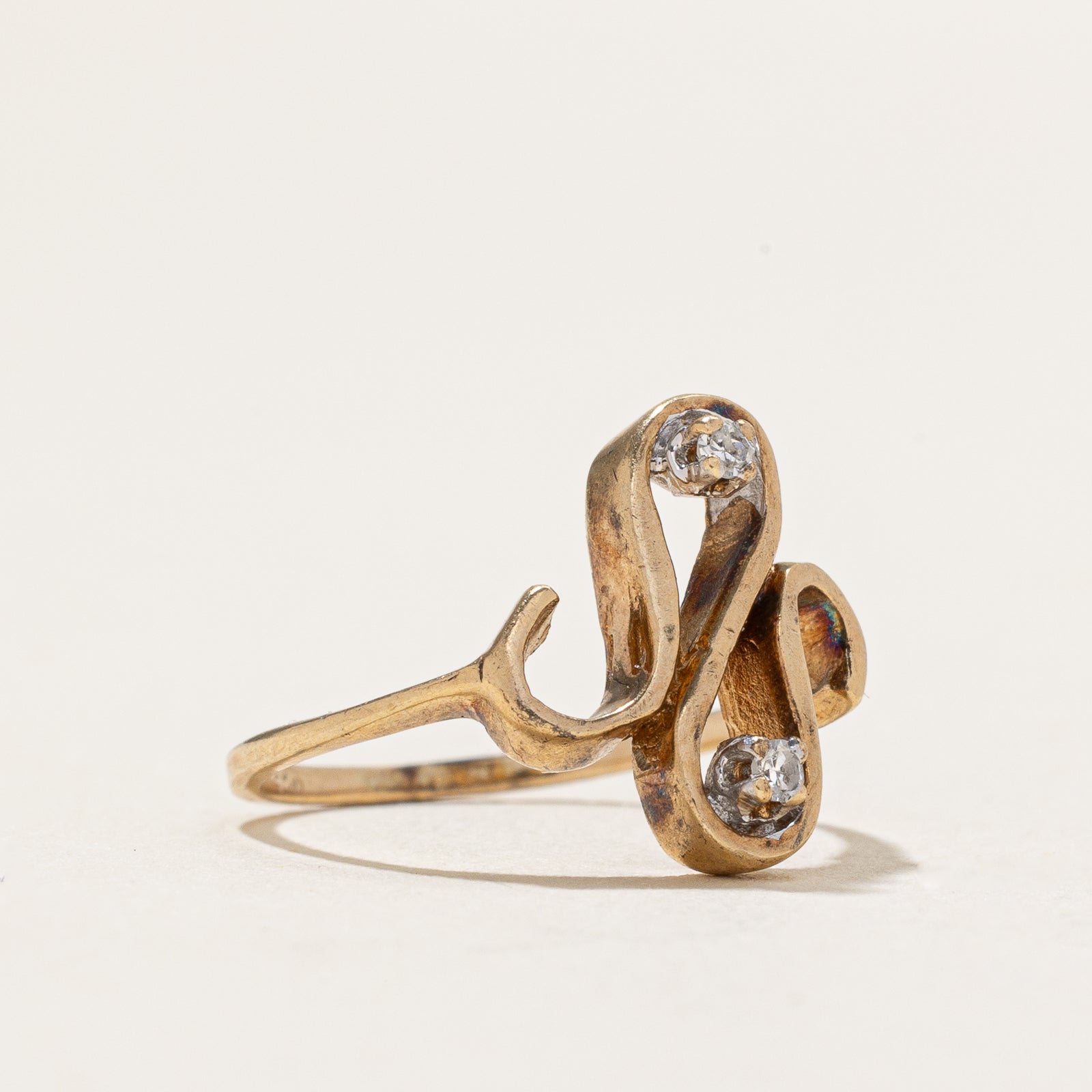 Diamond Abstract Ring - 0.03ctw Genuine Diamond Jewelry - Size 3 - Elegant Minimalist Stackable Ring for Women - Perfect for Everyday Wear, Anniversary Gifts & Special Occasions