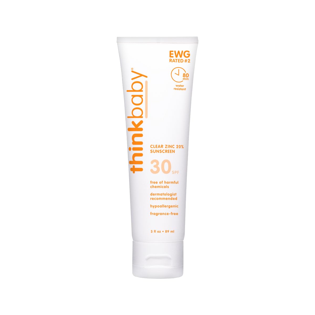 Think Baby SPF 30 Sunscreen Spray - Clear Zinc Oxide Formula - 3 fl oz (Pack of 6) - Gentle Protection for Babies & Kids - Perfect for Beach, Pool & Outdoor Activities