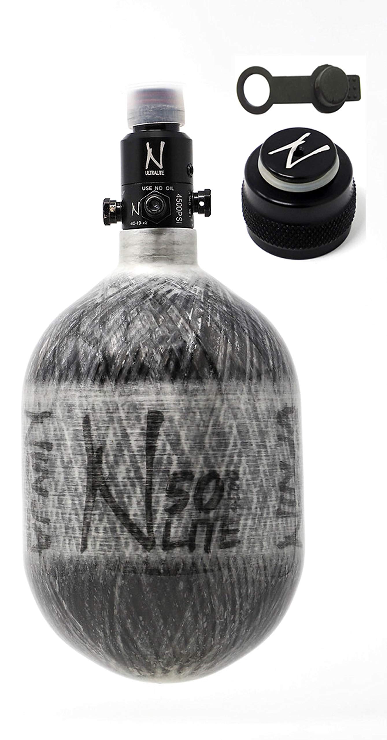 Ninja Paintball HPA Compressed Air Tank with Aluminum Thread Saver & Rubber Nipple Cover - Ultralite Regulator for Paintball Guns - Perfect for Tournament Play and Outdoor Paintball Games
