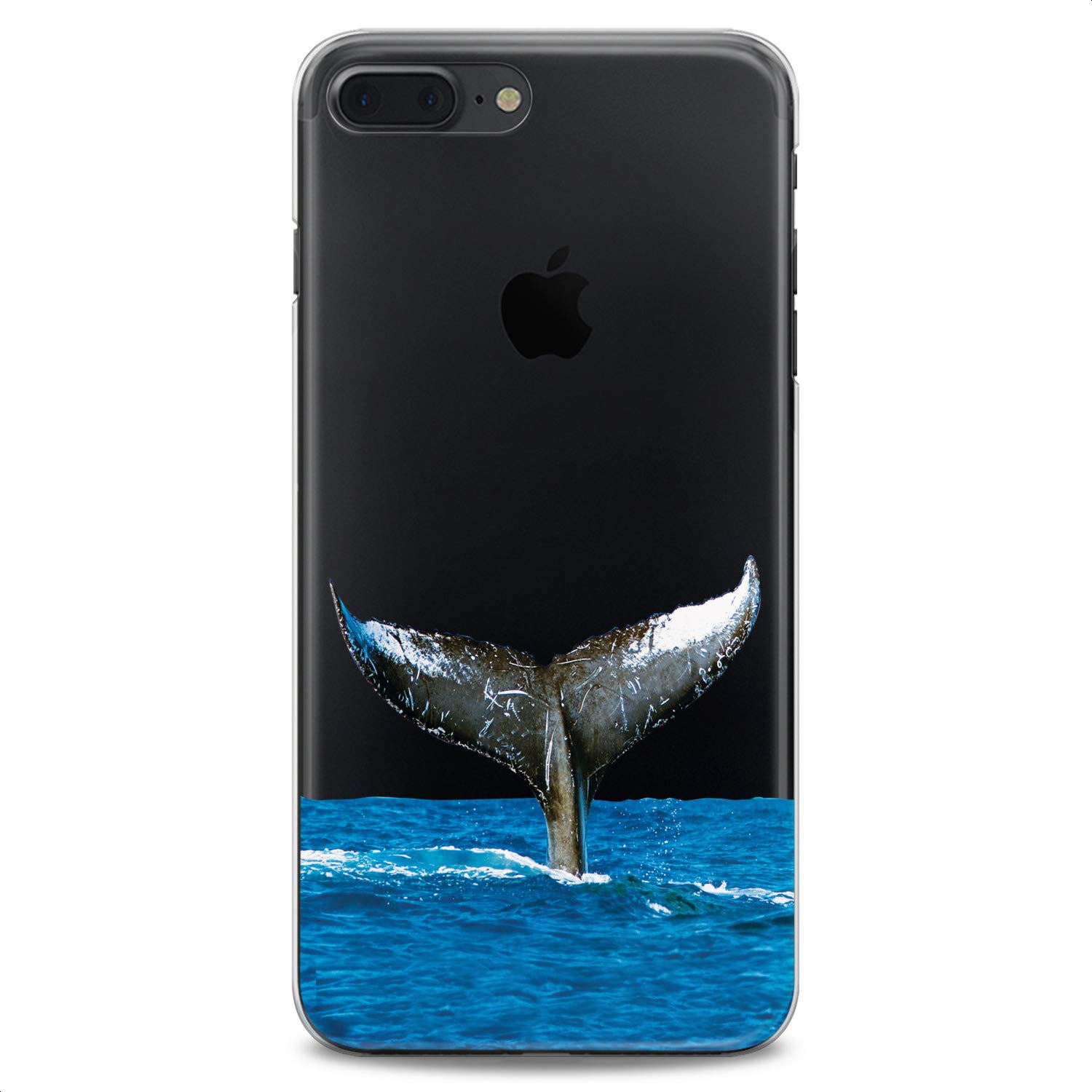 Cute Fish & Whale Design Flexible Silicone Case Compatible with iPhone 14/13/12/11/X/8/7/SE - Slim Protective Cover for Women (Blue Ocean Kawaii Style) - Perfect for Daily Use, Beach Trips & Gifts