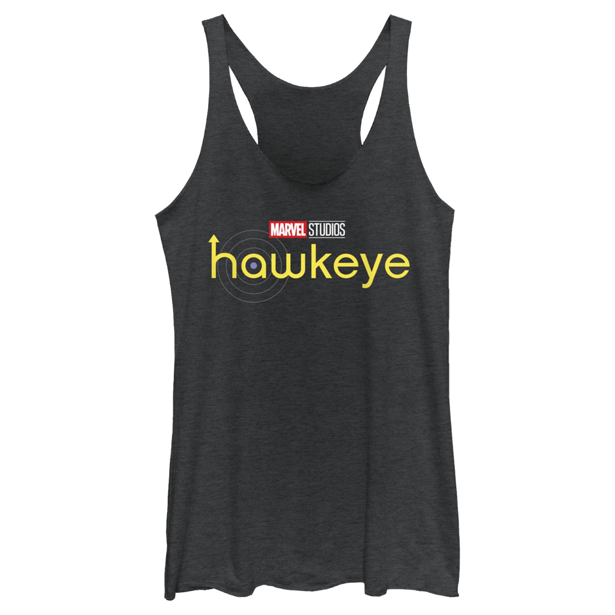 Marvel Women's Hawkeye Yellow Logo Tri-Blend Tank Top - Soft & Comfortable Junior's Graphic Tee for Casual Wear, Cosplay & Superhero Fans
