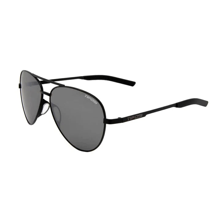 Tifosi Shwae Satin Black Sunglasses - Polarized UV Protection Sports Shades for Running, Cycling & Outdoor Activities