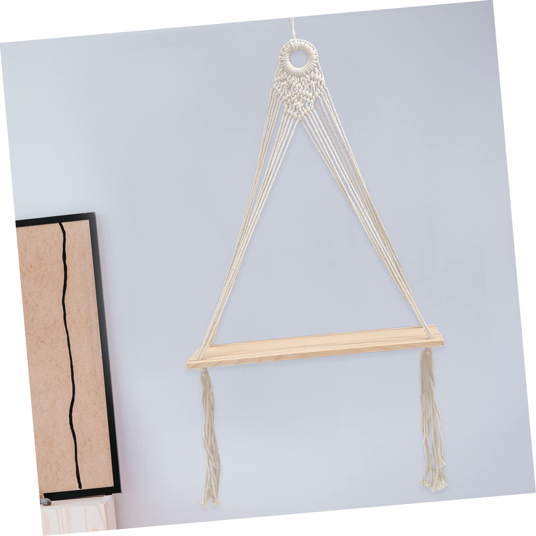 HOMOCONO Cotton Rope Wall Hanging Storage Rack - Decorative Floating Shelf for Home Organization | Perfect for Living Room, Bedroom, Bathroom & Kitchen Decor