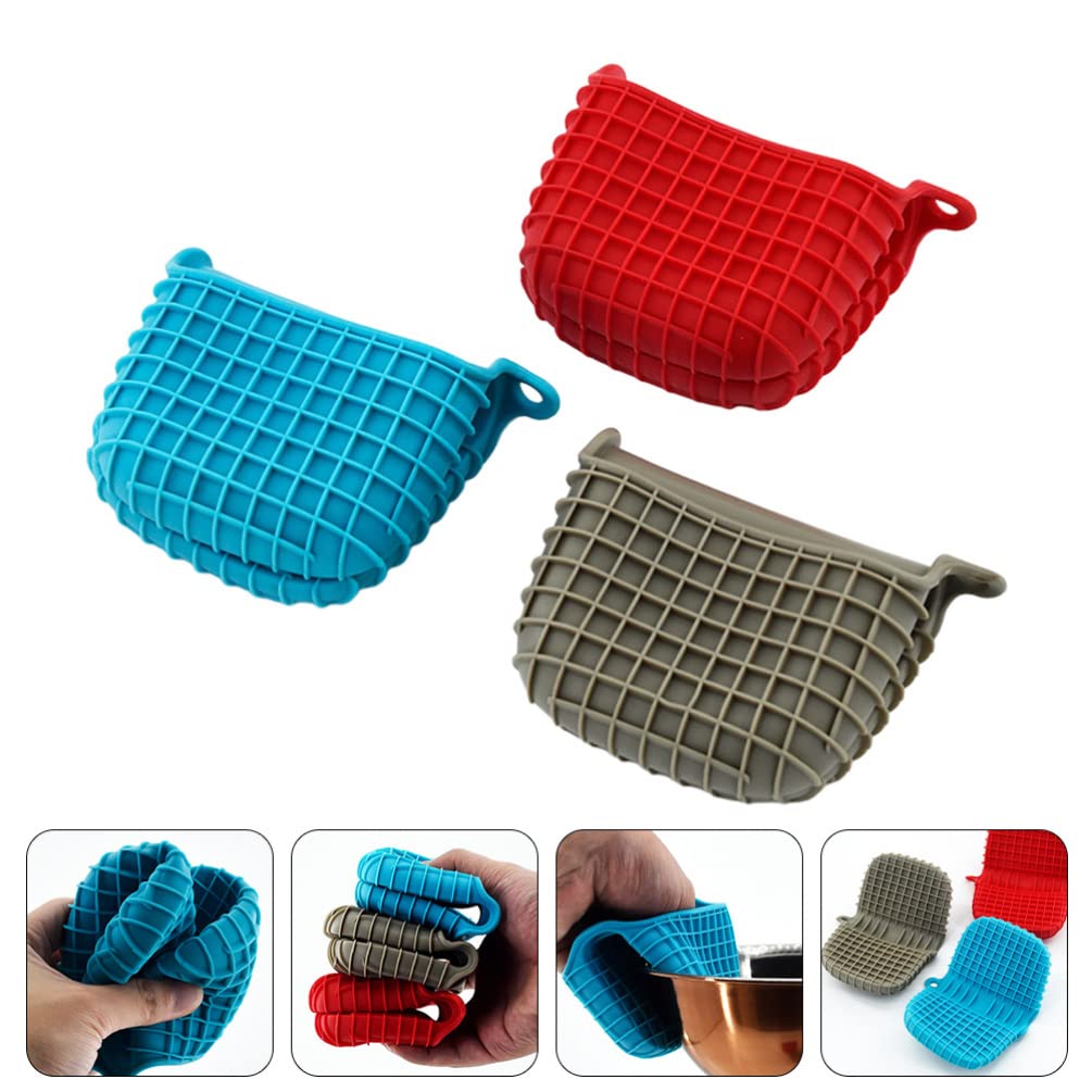 3-Piece Silicone Heat-Resistant Pot Holders - Non-Slip Microwave Oven Mitts & Grips for Cooking, Baking, and Serving Hot Dishes - Perfect for Kitchen, BBQ, and Camping Use