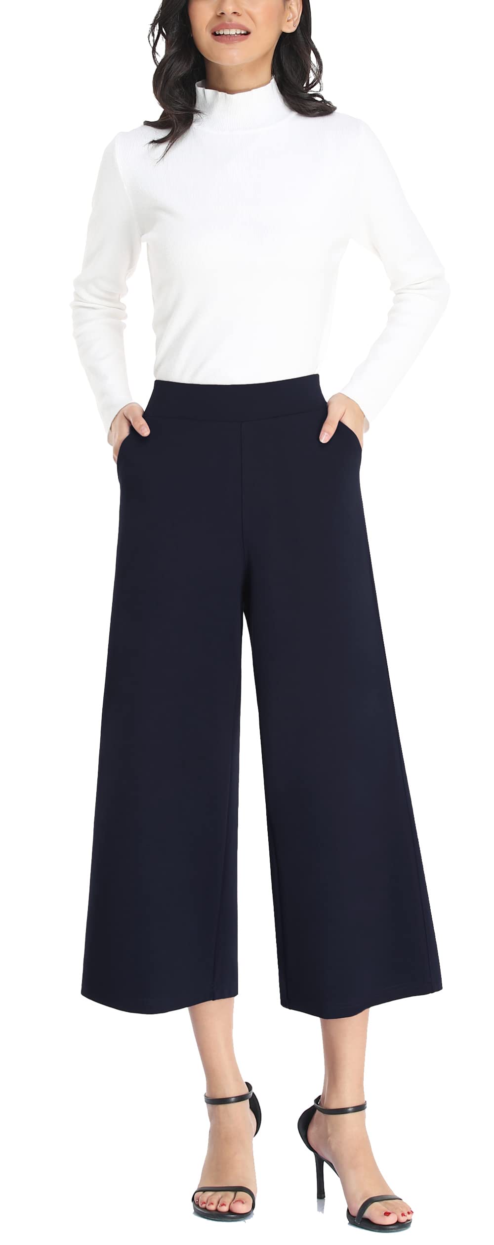 **MISS MOLY Women's Wide Leg Palazzo Pants - Business Casual Cropped Capris for Office & Travel | Comfortable & Stylish Work Pants**