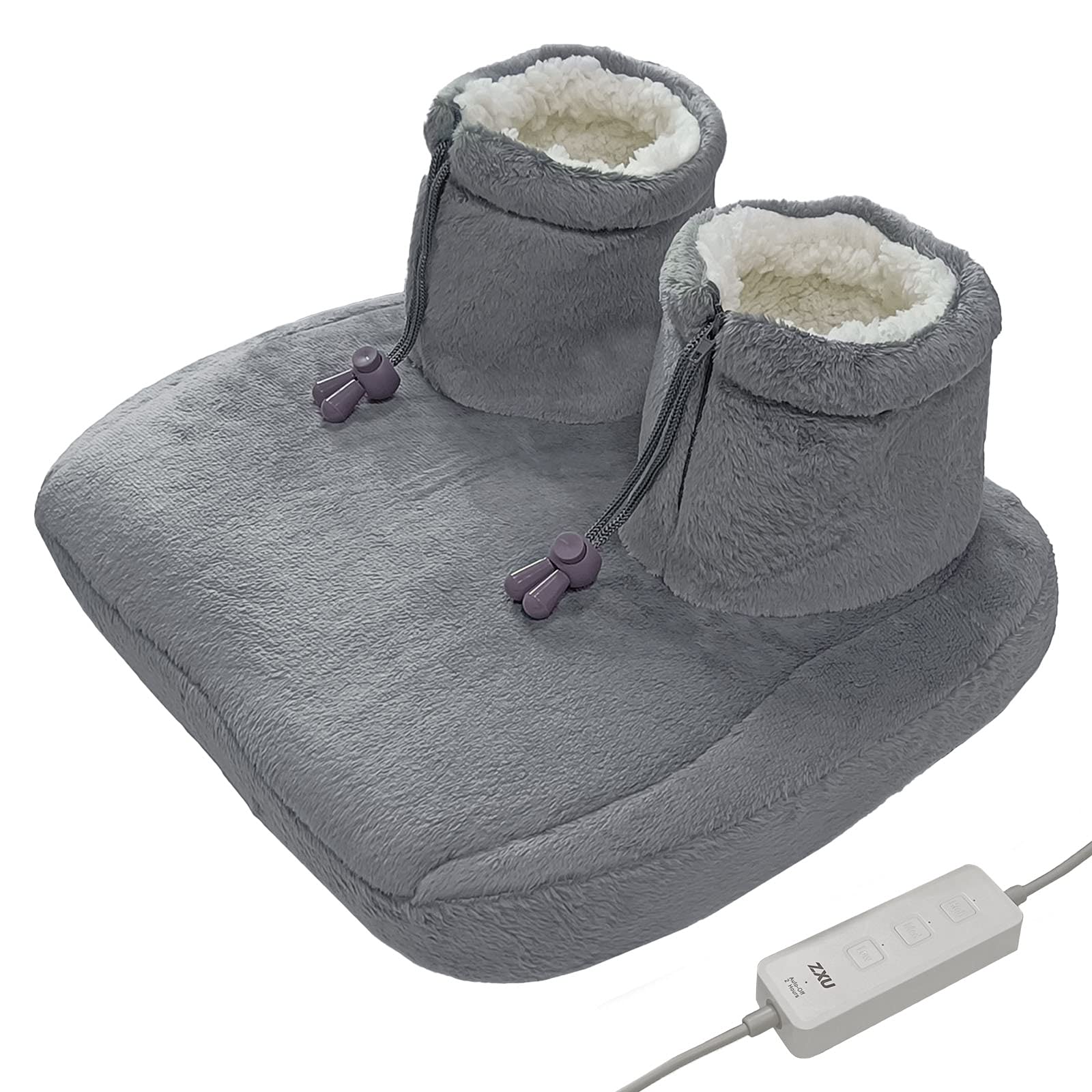 Fast-Heating Electric Foot Warmer with 3 Temperature Settings - Super Soft Sherpa-Lined Heating Pad for Feet, Machine Washable & Auto Shut-Off - Perfect for Under Desk Use at Home or Office for Men and Women