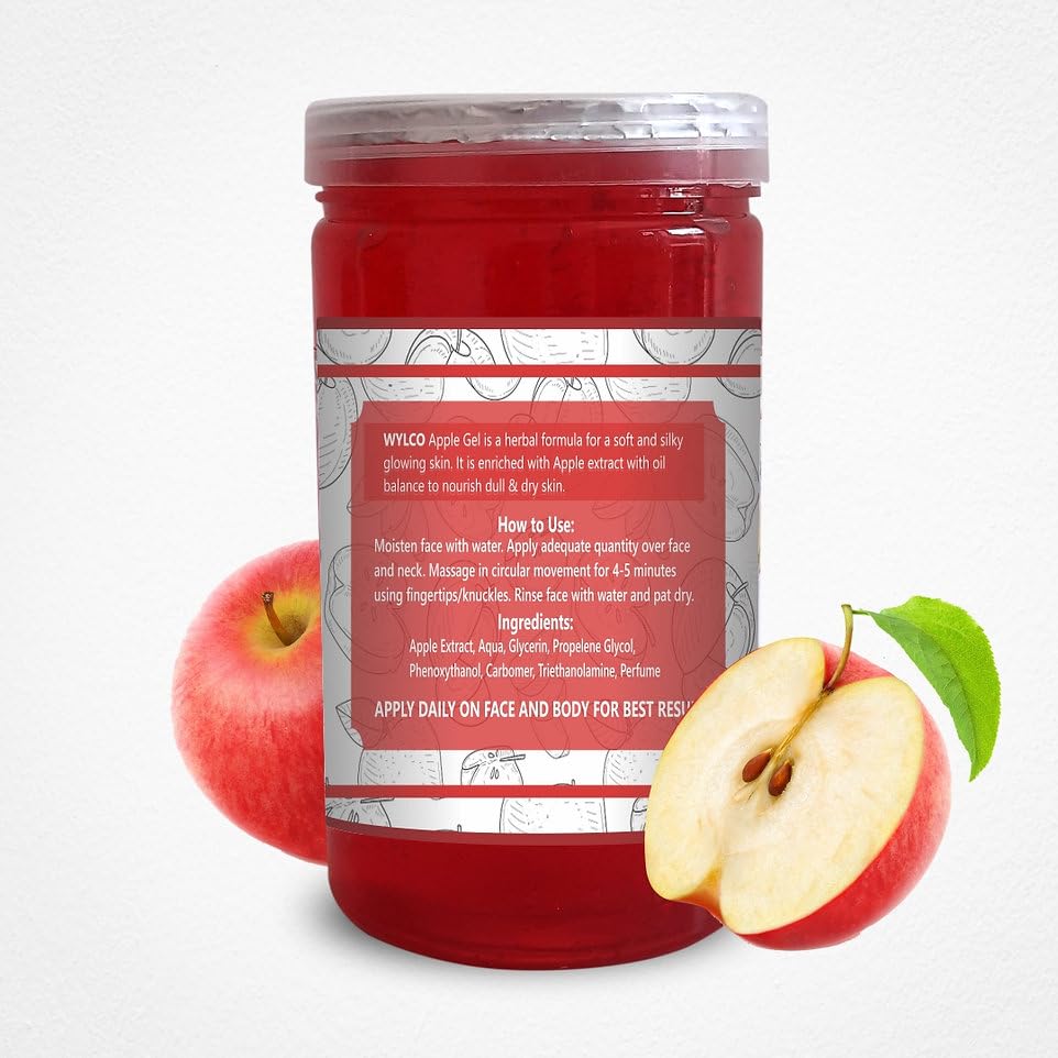 Wylco Apple Facial Gel for Women - Hydrating & Acne-Fighting Lightweight Gel for Oily, Acne-Prone Skin | Quick-Absorbing, Non-Sticky Formula | Natural Pimple & Blemish Treatment (800g) | Perfect for Daily Skincare Routine & Post-Workout Refresh
