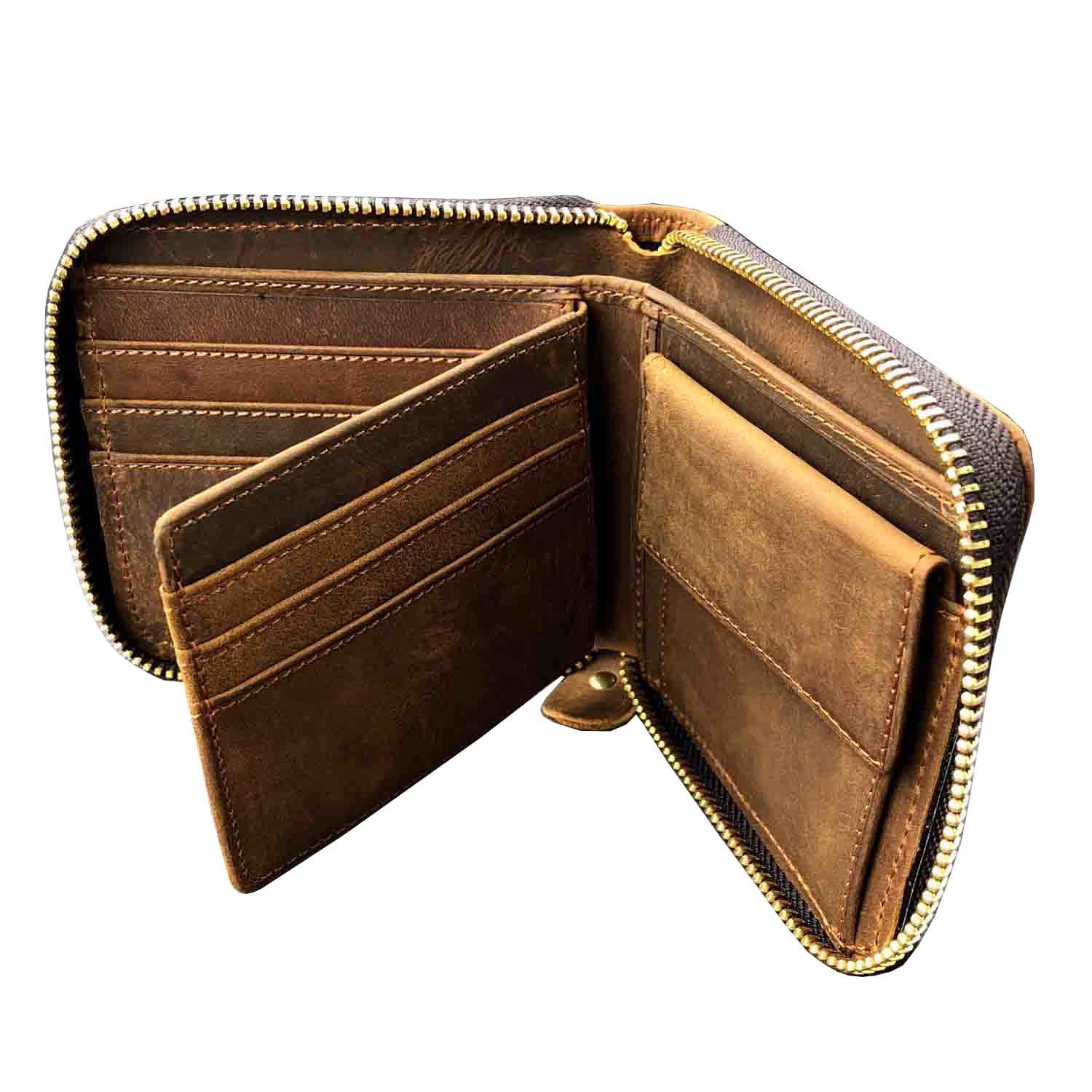 Men's Genuine Leather Cowboy Wallet with Chain - RFID Blocking Bifold Credit Card Holder & Coin Purse for Western Style (Perfect for Rodeo, Country Music Festivals & Everyday Use)