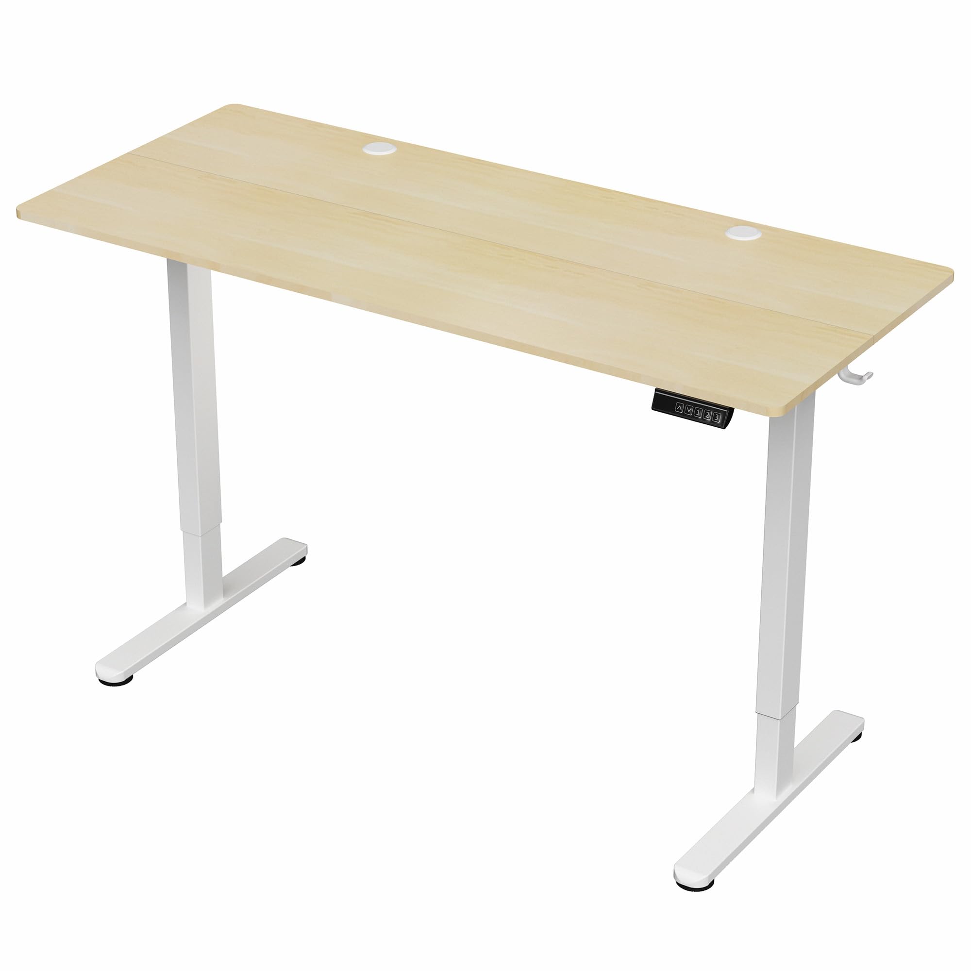 VIVO Electric Height Adjustable 55 x 24 inch Sit Stand Desk with Memory Controller, Light Wood Top & White Frame - Perfect for Home Office, Gaming & Workspace (DESK-E155TC)
