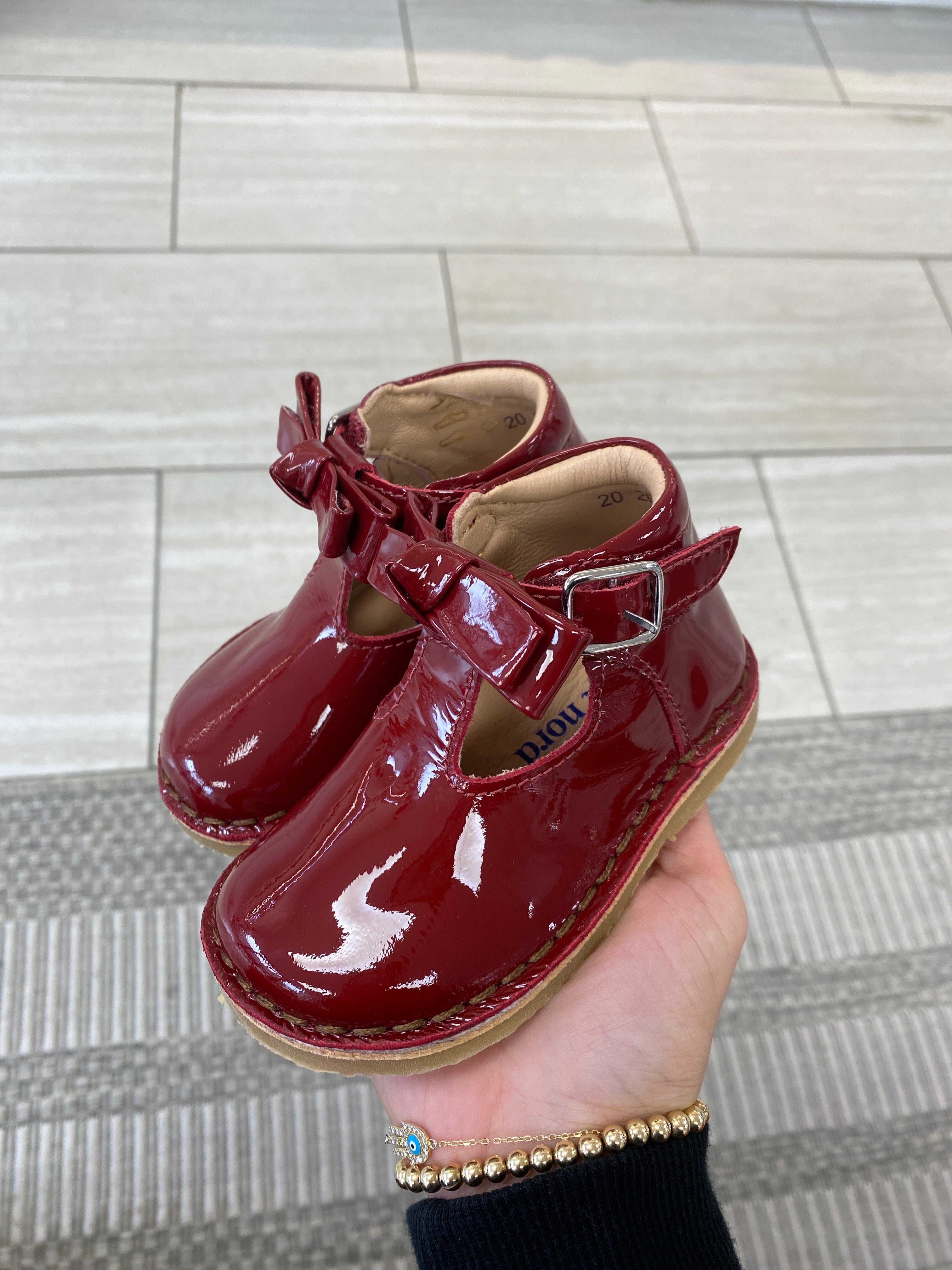 Petit Nord Cherry Patent Leather Baby Booties - Soft & Stylish First Walkers for Infants & Toddlers - Perfect for Special Occasions, Photo Shoots & Everyday Wear