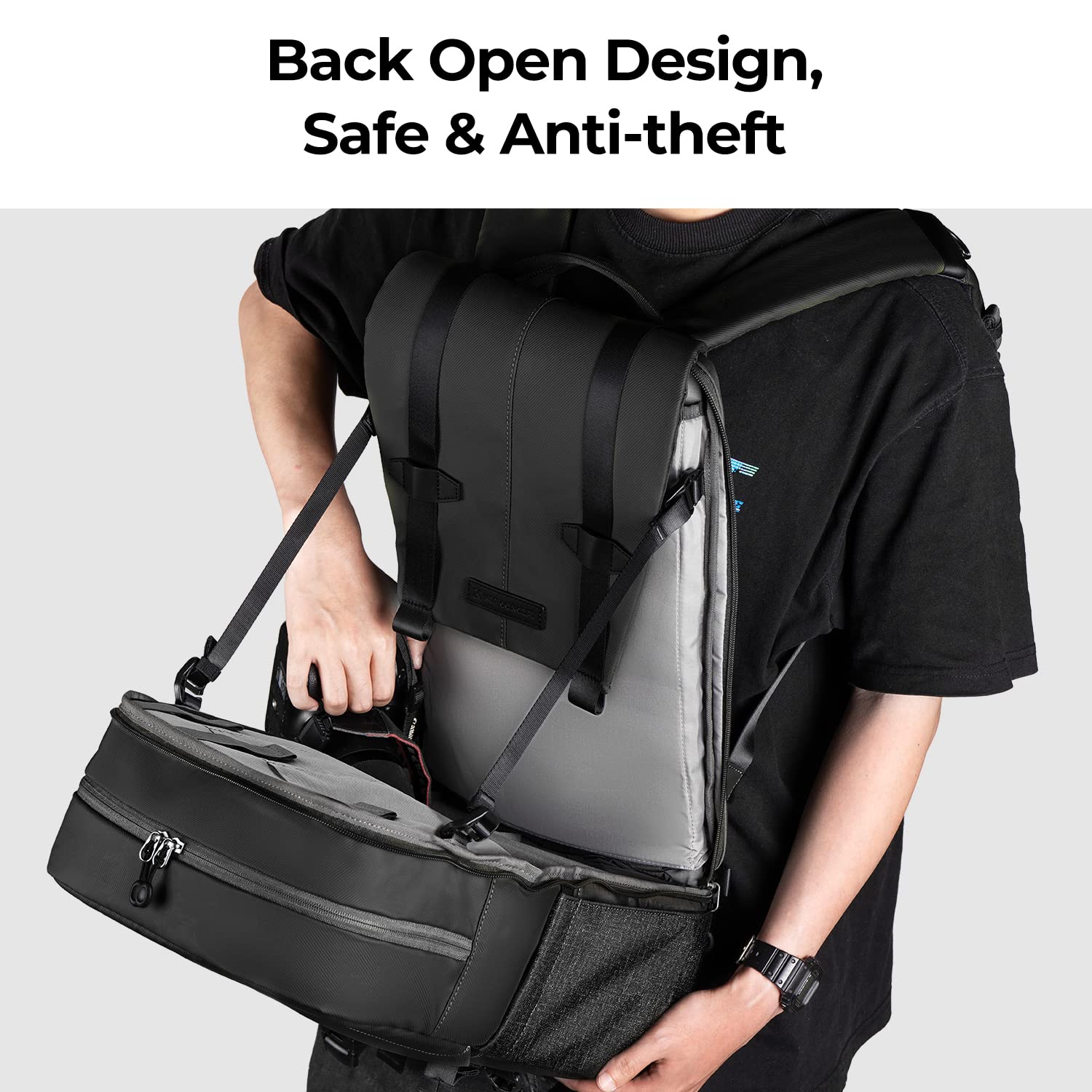 K&F Concept Professional Camera Backpack 20L - Waterproof DSLR/SLR/Mirrorless Camera Bag with Rain Cover, Large Capacity for Canon Nikon Sony Cameras & DJI Mavic Drone, Fits 15-15.6 Inch Laptop - Perfect for Travel, Hiking, and Outdoor Photography