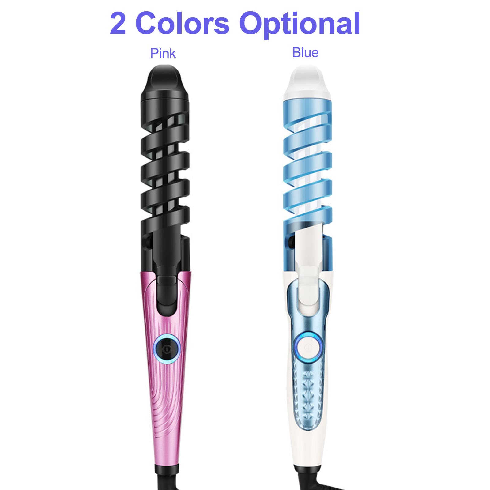 Professional Hair Curling Iron - Ceramic Curling Wand with Spiral Barrel for Wavy & Curly Hair Styles - Portable Hair Styling Tool for Home & Travel Use