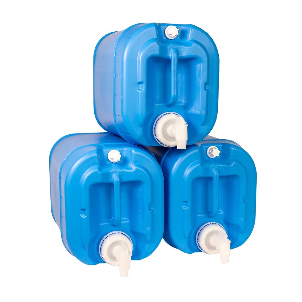 5 Gallon Stackable Water Containers (3-Pack) - BPA-Free Food Grade Plastic for Emergency Water Storage | Durable Outdoor & Indoor Water Jugs for Camping, Survival Kits, Hurricane Prep & Off-Grid Living