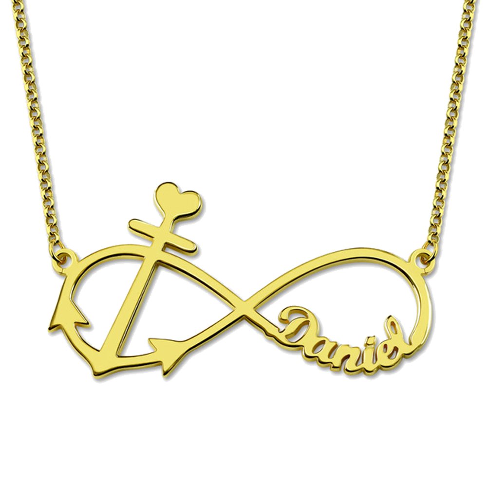 Custom Personalized Infinity Anchor Name Necklace for Women - Engravable Jewelry Gift for Her - Birthday, Anniversary, Valentine's Day Present - Perfect for Beach Lovers & Nautical Style