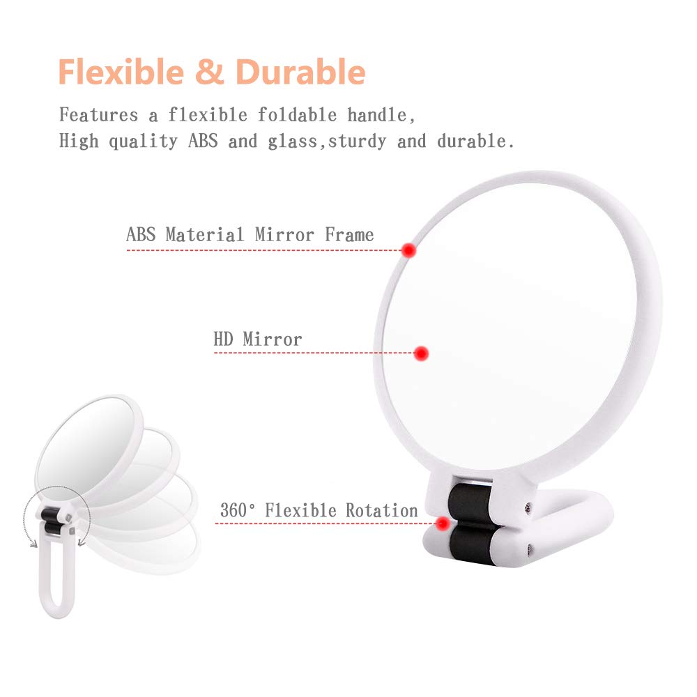 5X/1X Magnifying Makeup Mirror - Portable Handheld Vanity Mirror for Travel & Home Use