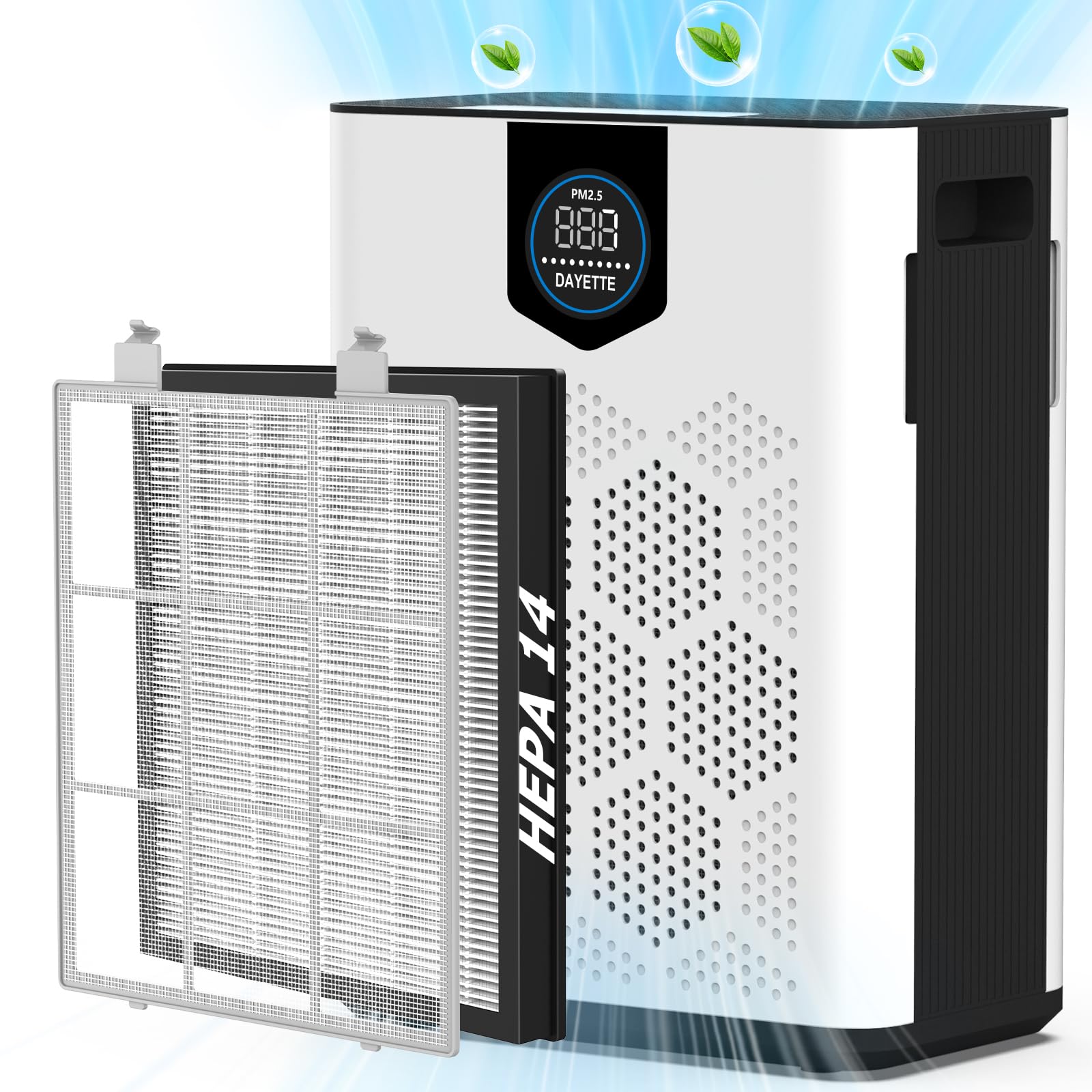 Best H14 HEPA Air Purifier for Large Rooms up to 3000 Sq Ft - Double Air Intake, Washable Pre-Filters, Air Quality Monitor & Ultra-Quiet 22dB Sleep Mode - Perfect for Bedroom, Living Room & Office Use