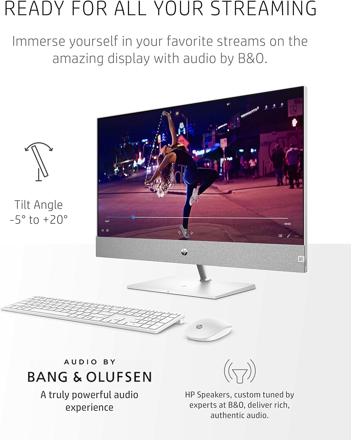 HP Pavilion 27-inch All-in-One Desktop - QHD 2560x1440 Display, Intel Core i7-13700T, NVIDIA RTX 3050, 8GB RAM, 1TB SSD, WiFi 6, Windows 11 (White) - Perfect for Home Office, Gaming & Creative Work