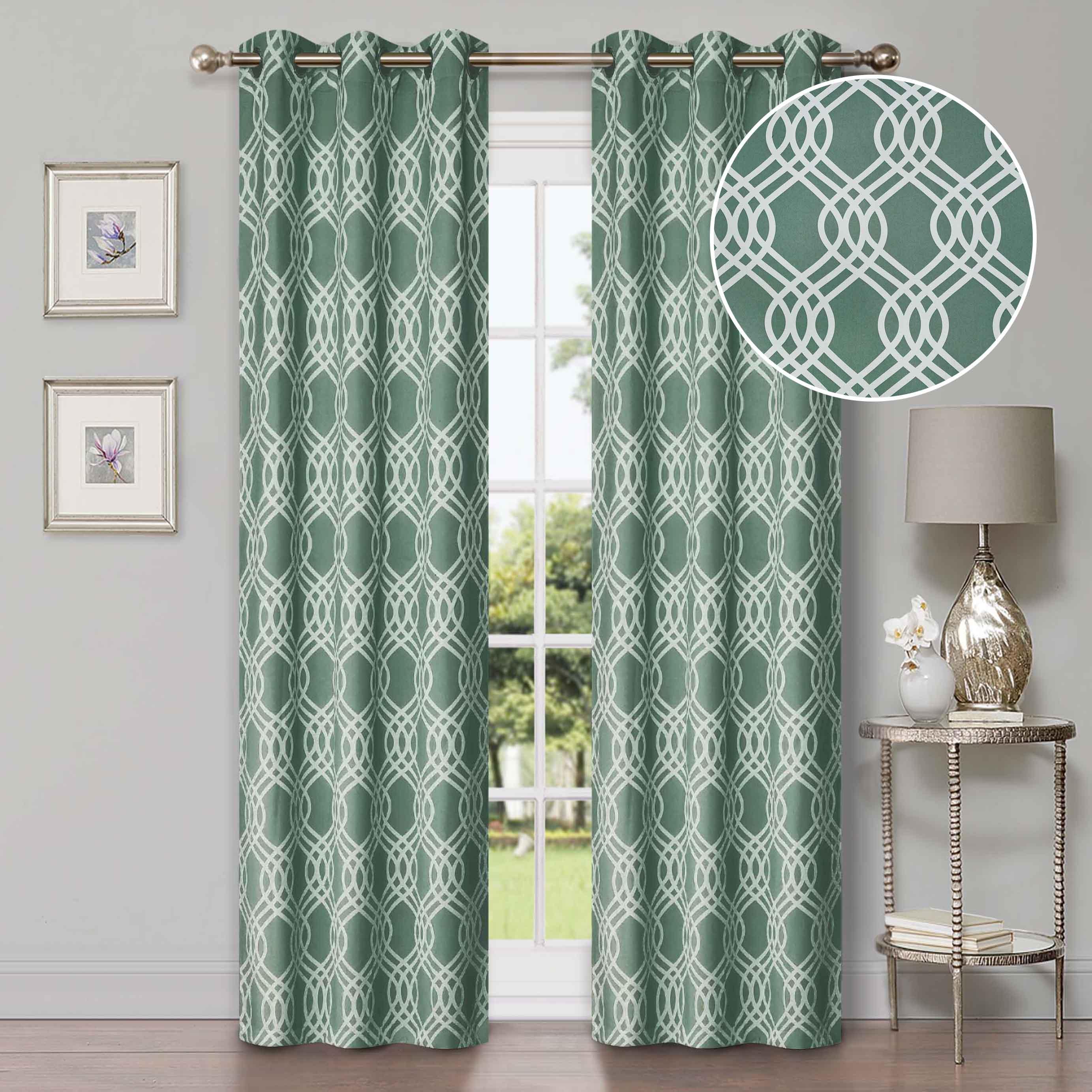 Blackout Curtains for Bedroom - Washable Room Darkening Ribbon Trellis Curtain Panel Set - Perfect for Nursery, Home Theater & Light Sleepers