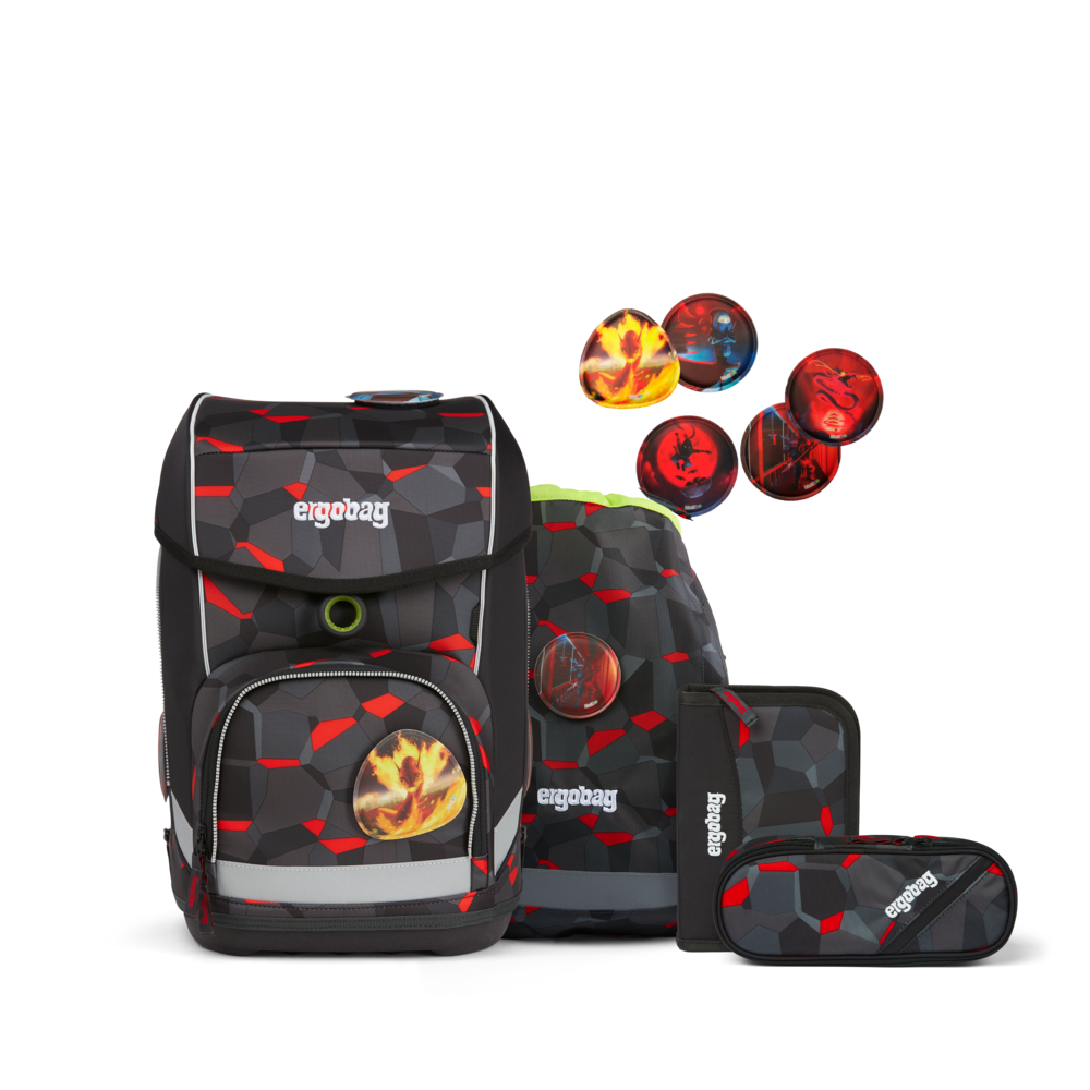 Ergobag SET Cubo 5-Piece School Backpack with Pencil Case - Lightweight Comfortable Kids Bookbag for Elementary Students - Perfect for School, Travel & Daily Use