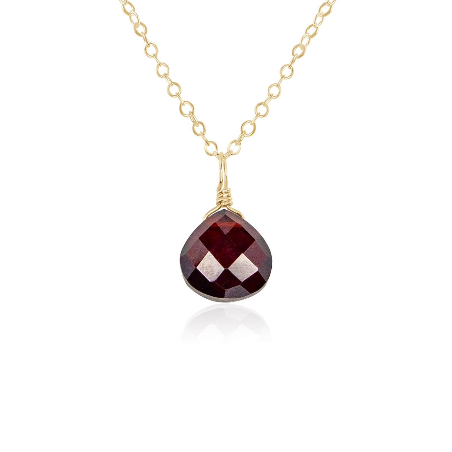 Elegant Tiny Garnet Teardrop Crystal Pendant Necklace for Women - Perfect for Valentine's Day Gifts, Anniversary & Evening Parties