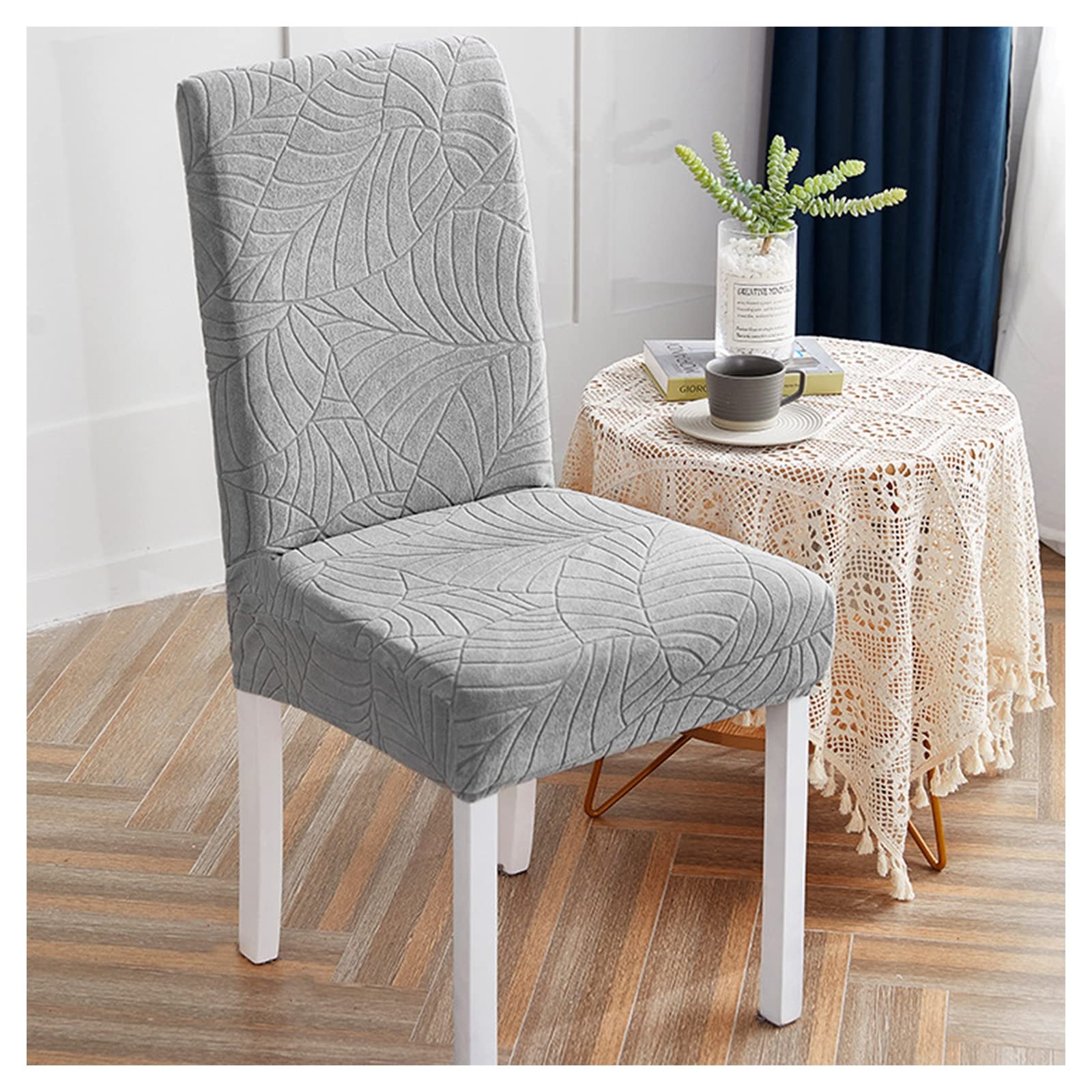 GYHH Waterproof Jacquard Stretch Dining Chair Covers - 4PCS High Back Chair Slipcovers for Wedding, Party & Home Decoration - Protects Chairs from Spills & Stains
