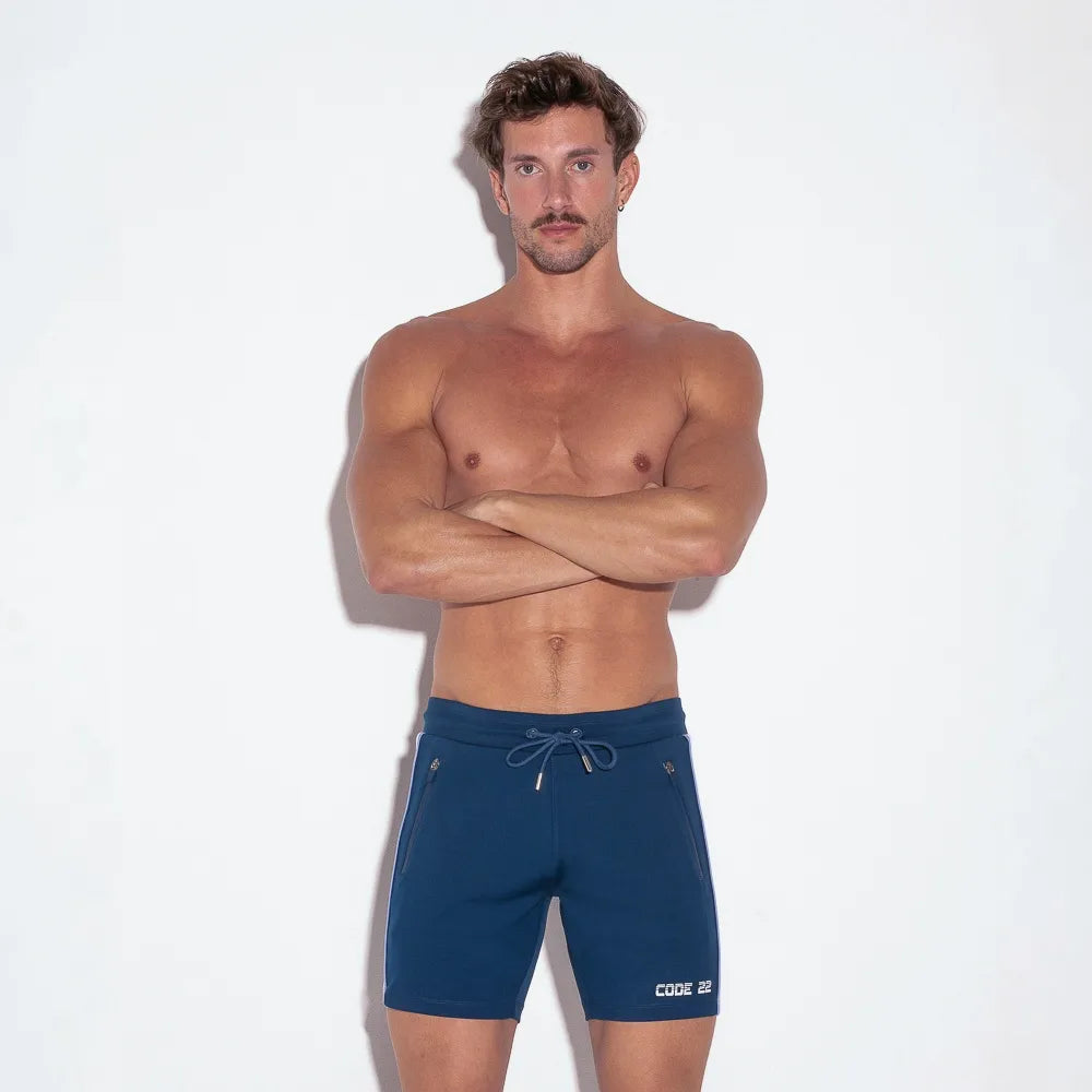 Code 22 Flux 6 Shorts with Zipper Pockets - Men's Athletic Running Workout Shorts (Navy Blue 9926) - Perfect for Gym, Jogging & Outdoor Activities