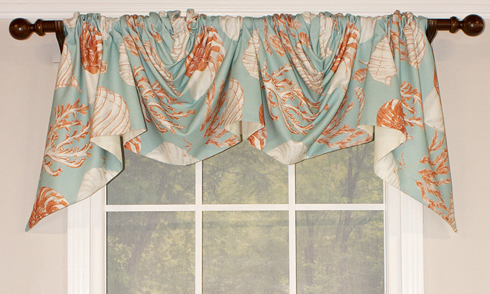 Deep Sea Toile Empire Valance - Elegant Window Valance for Coastal & Nautical Home Decor - Perfect for Living Room, Bedroom, or Beach House