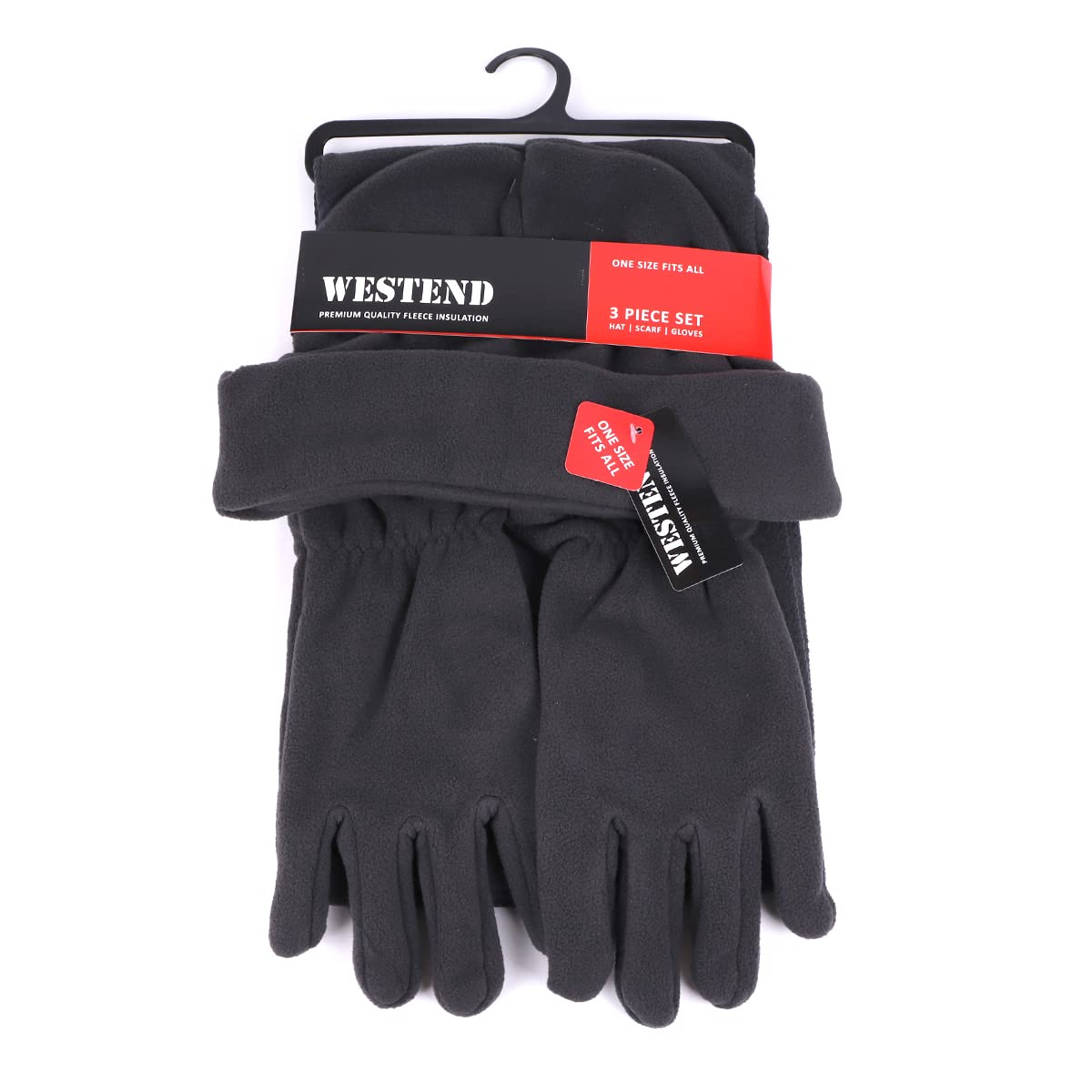 WESTEND Men's Winter Fleece Hat & Glove Set - Warm Beanie, Touchscreen Gloves & Scarf Combo for Cold Weather - Perfect for Skiing, Snowboarding & Outdoor Activities