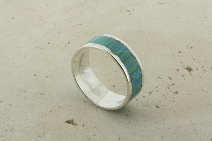 Natural Green Opal Band Ring - Elegant Handmade Jewelry for Women, Perfect for Weddings, Parties & Everyday Wear