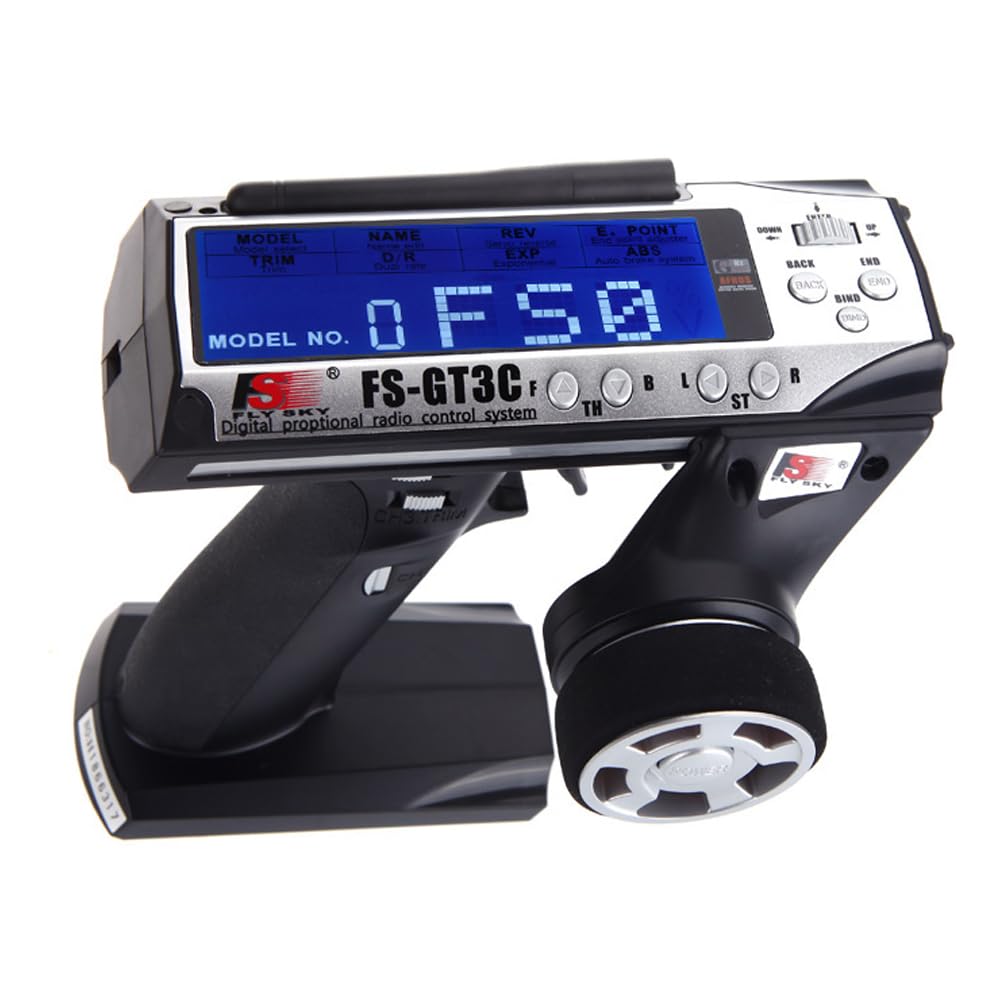 FlySky GT-3C 2.4GHz Radio Controller for RC Cars, Drones & Boats - Titanium Edition | Wireless Remote Control Transmitter with Long Range & Precise Handling | Perfect for Hobbyists, Racing & Outdoor Adventures