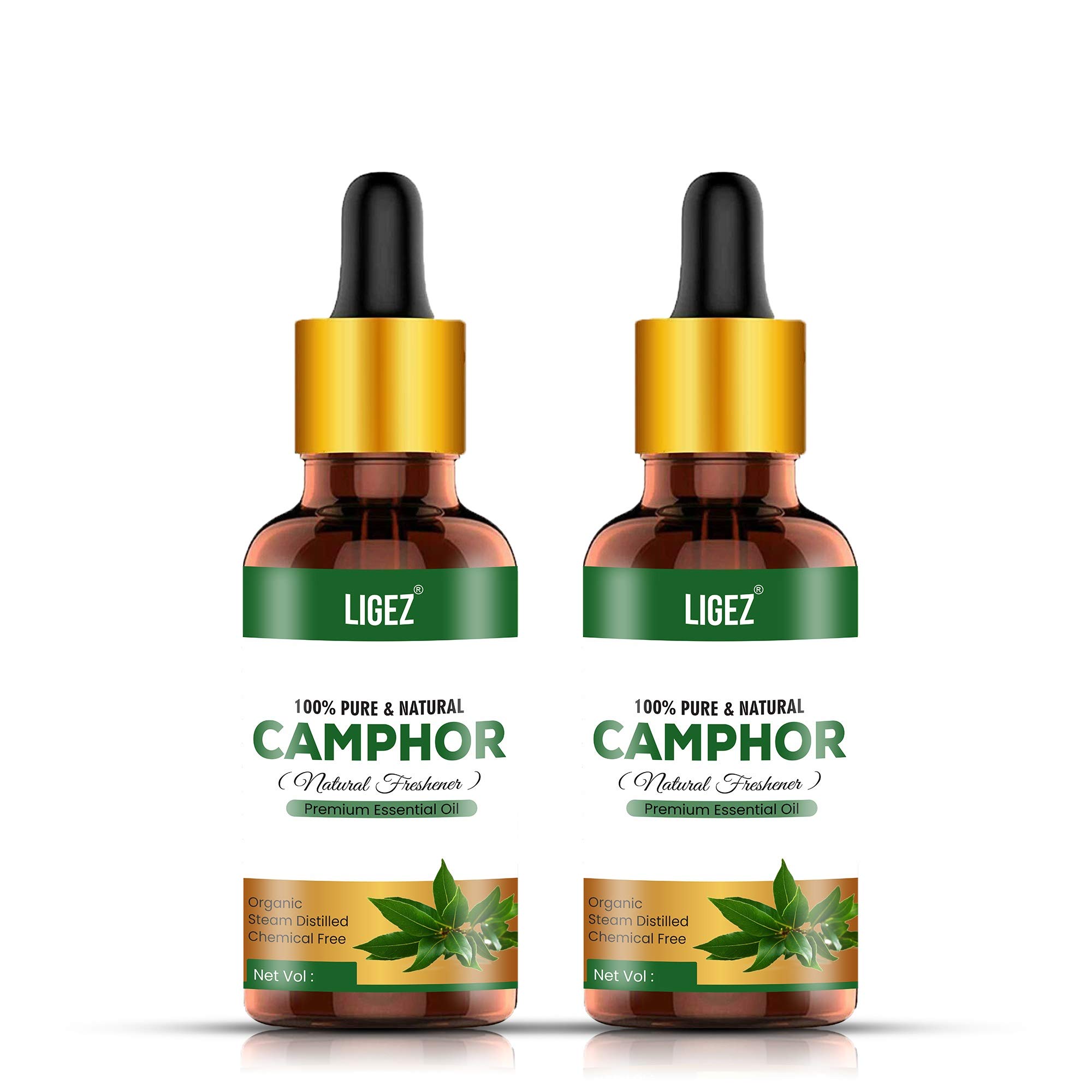 **Ligez Pure Natural Camphor Essential Oil - 100% Therapeutic Grade for Skin Care, Hair Growth & Aromatherapy (2-Pack, 30ml Each) - Perfect for Massage, Relaxation & DIY Beauty Recipes**