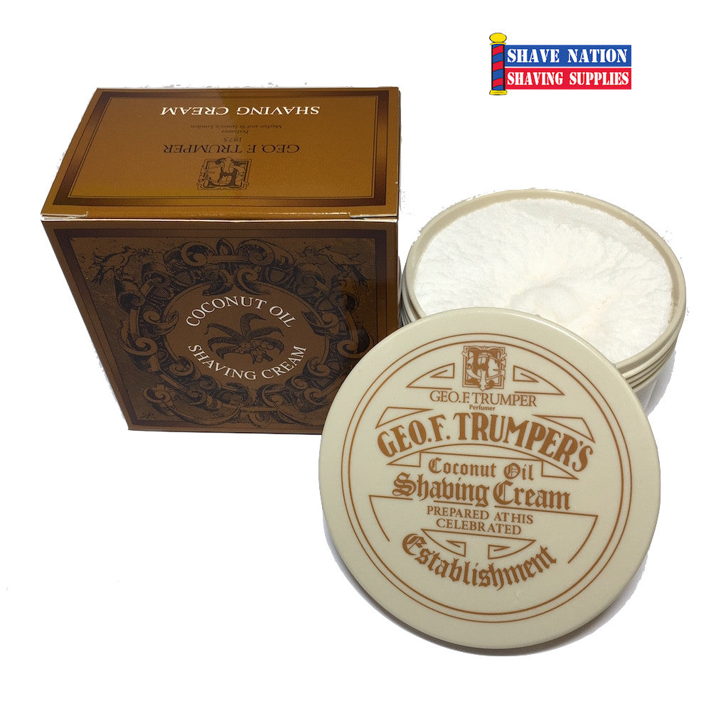 Geo F Trumper Coconut Oil Shaving Cream for Men - Ultra Moisturizing & Smooth Shave - Perfect for Sensitive Skin & Daily Grooming Routine