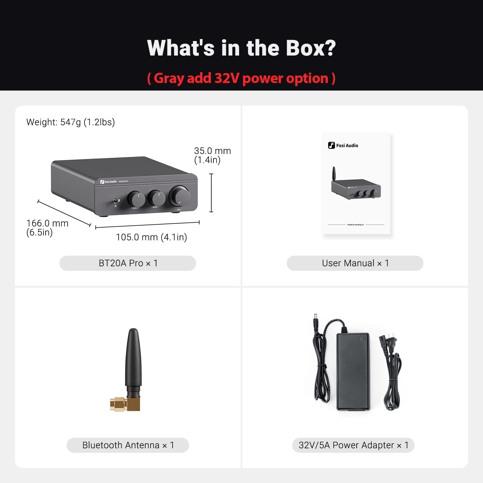 Fosi Audio BT20A Pro TPA3255 Bluetooth 5.0 Stereo Power Amplifier - 300Wx2 Hi-Fi Audio System for Home Theater, Speakers, Subwoofer - Perfect for Living Room, Gaming & Music Listening