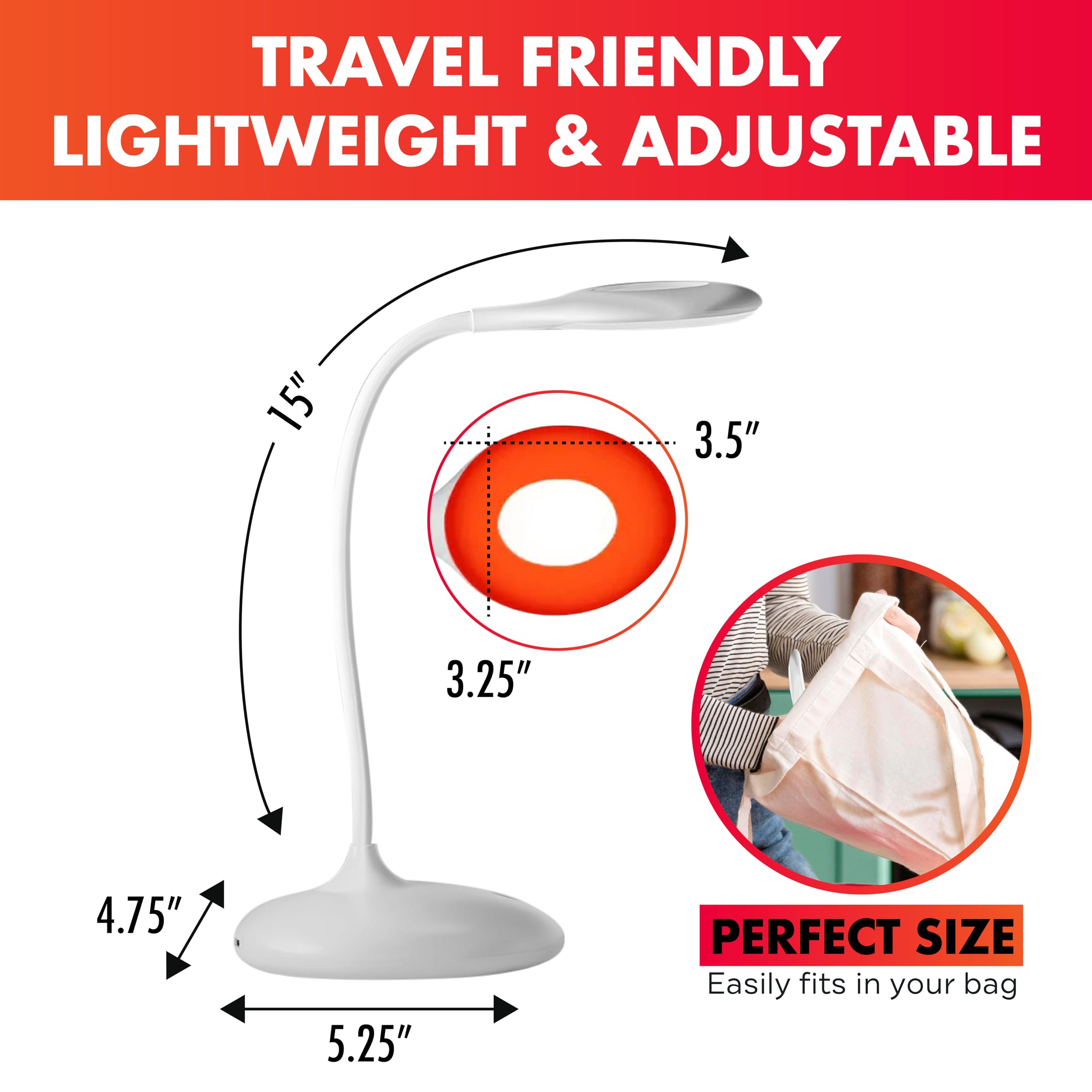 Mito Red Light Therapy Lamp - Portable & Flexible Cordless Rechargeable Reading Light for Bedroom, Desk, Office & Travel - Red Light for Relaxation, Sleep & Skin Care