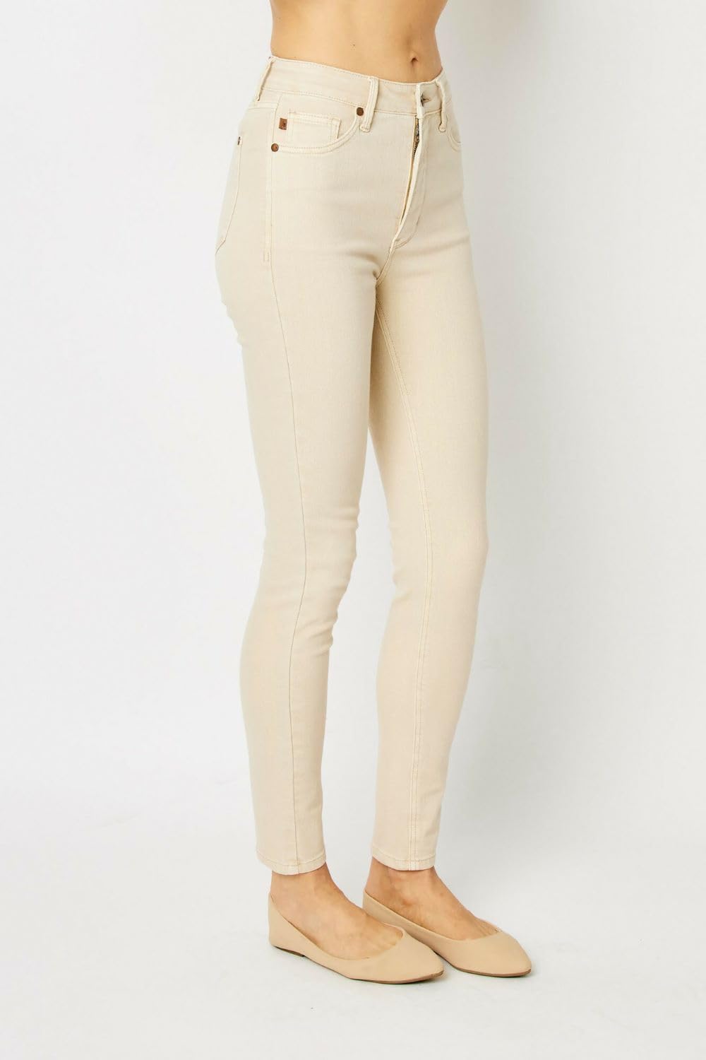 Judy Blue Women's High-Rise Garment Dyed Tummy Control Skinny Jeans - Slimming Stretch Denim Pants for Casual Wear & Everyday Outfits
