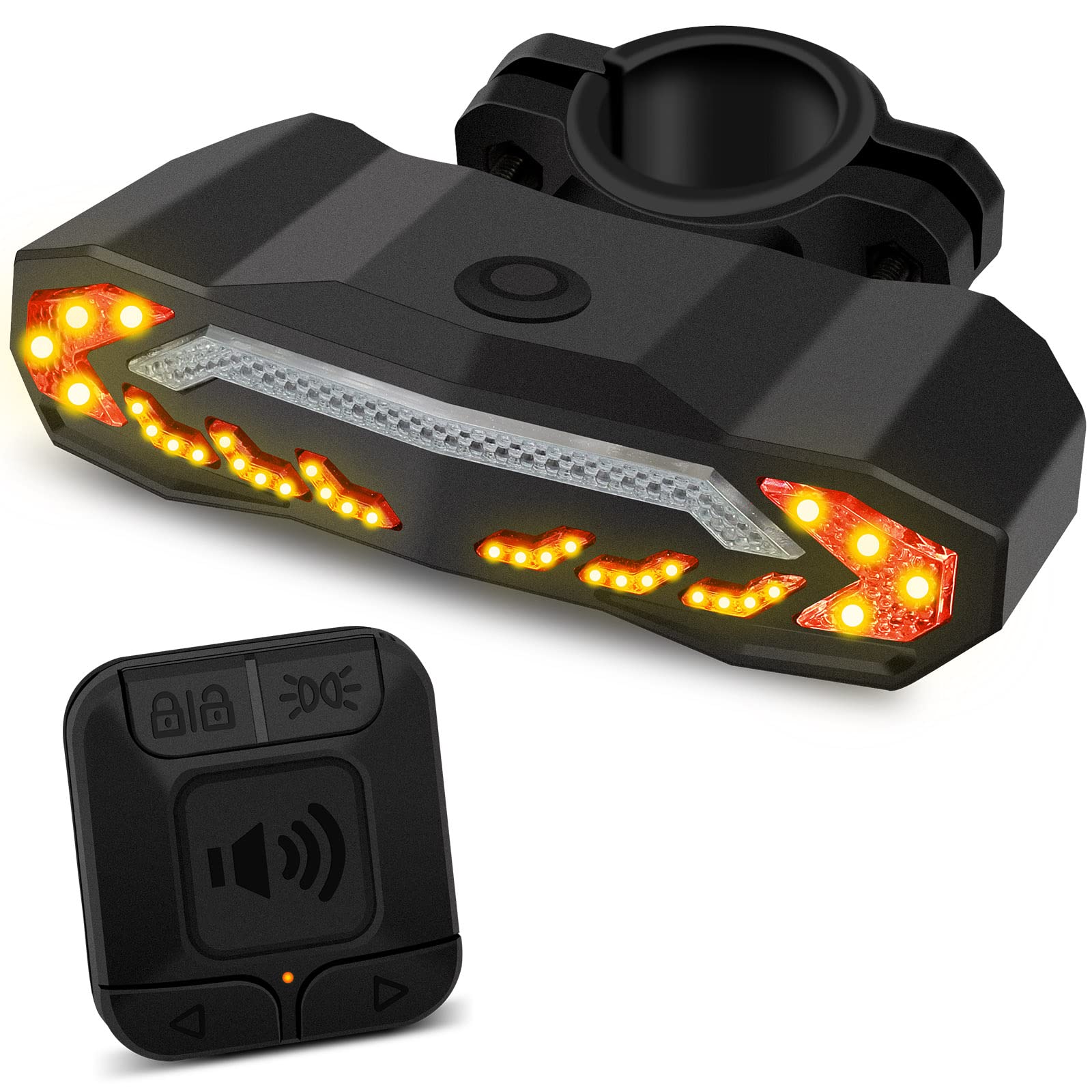 Ultra Bright Bike Tail Light with Turn Signals & Brake Light - Wireless Remote Control, USB Rechargeable Bicycle Rear Light - Safety Warning Cycling Light with Anti-Theft Alarm - Perfect for Night Riding, Commuting & Road Safety