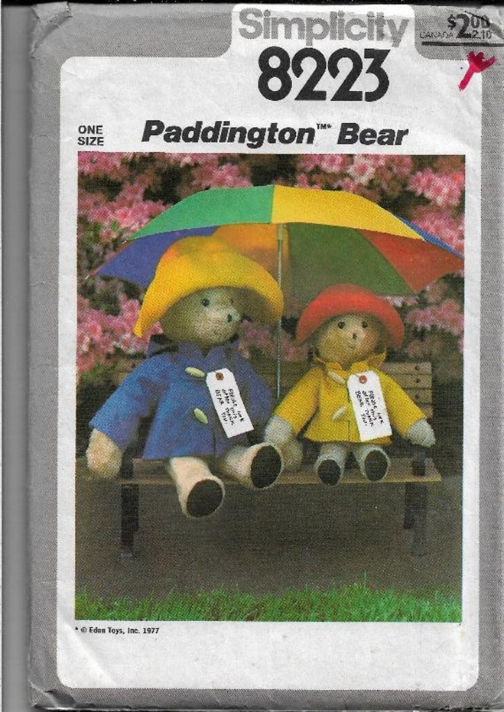 Vintage Craft Sewing Pattern 8223 - Paddington Bear Stuffed Animal DIY Kit for Beginners | 1970s Retro Style Handmade Toy | Perfect for Gift Making, Home Decor & Kids Crafts