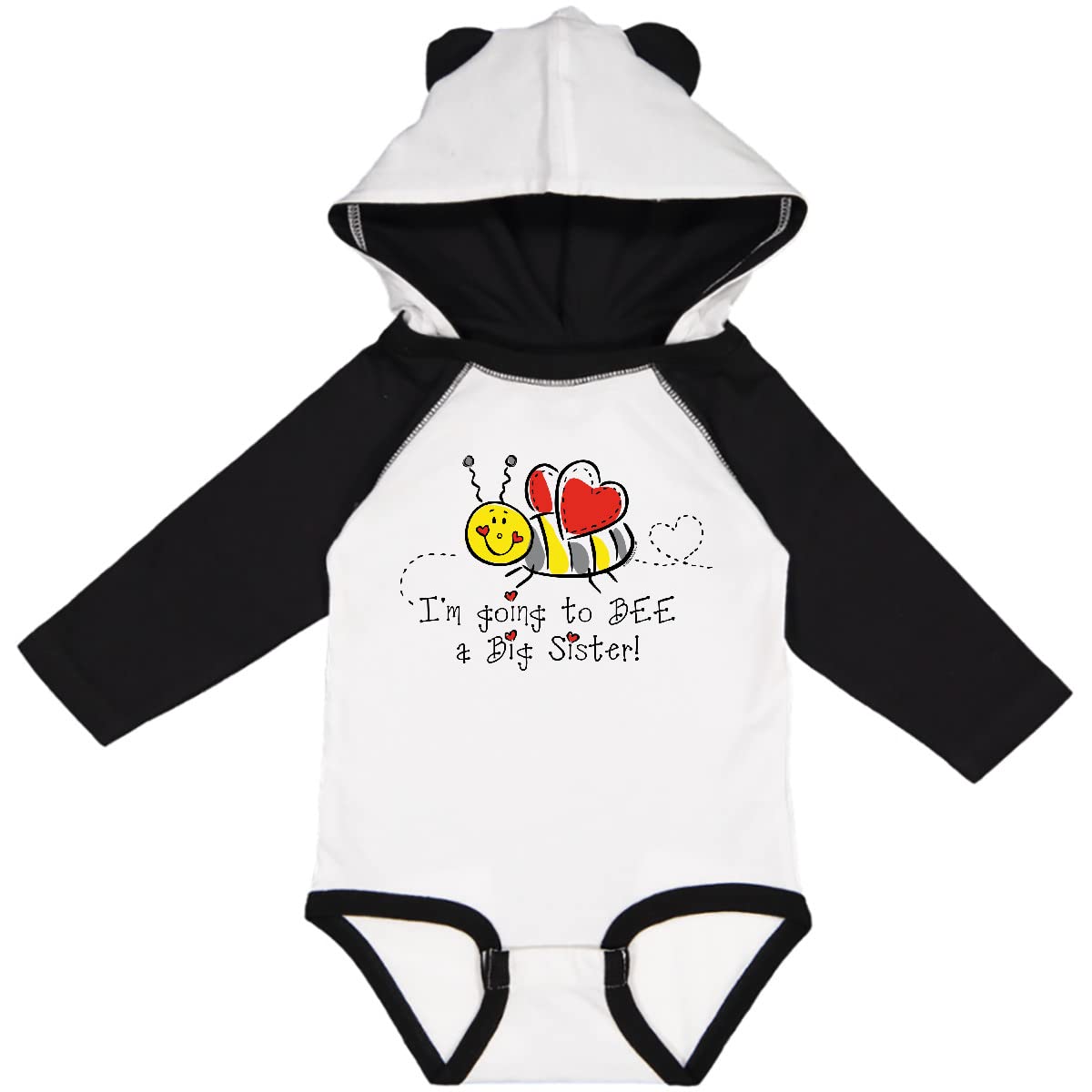 Inktastic Bee Future Big Sister Long Sleeve Baby Bodysuit - Cute Gender Reveal & Newborn Photography Outfit for Girls