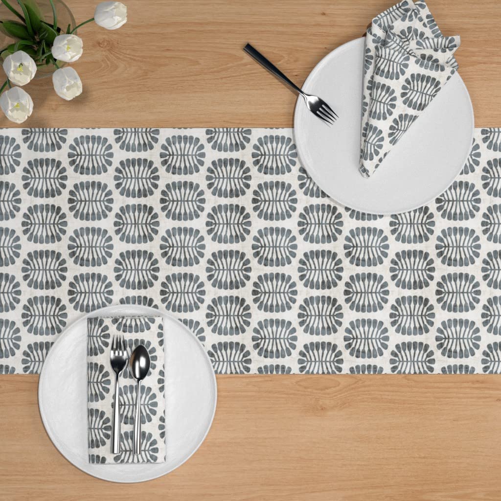 Custom Slate Seeds Grunge Geo Print Cotton Sateen Table Runner - 108