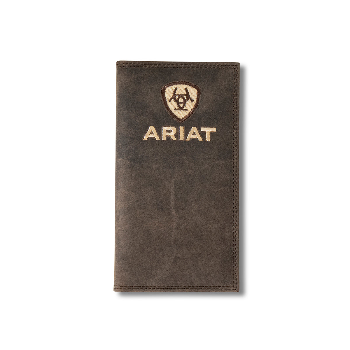 Ariat Genuine Horse Leather Rodeo Wallet for Men - Brown Western Cowboy Bifold Wallet - Perfect for Rodeo, Ranch Work & Everyday Carry