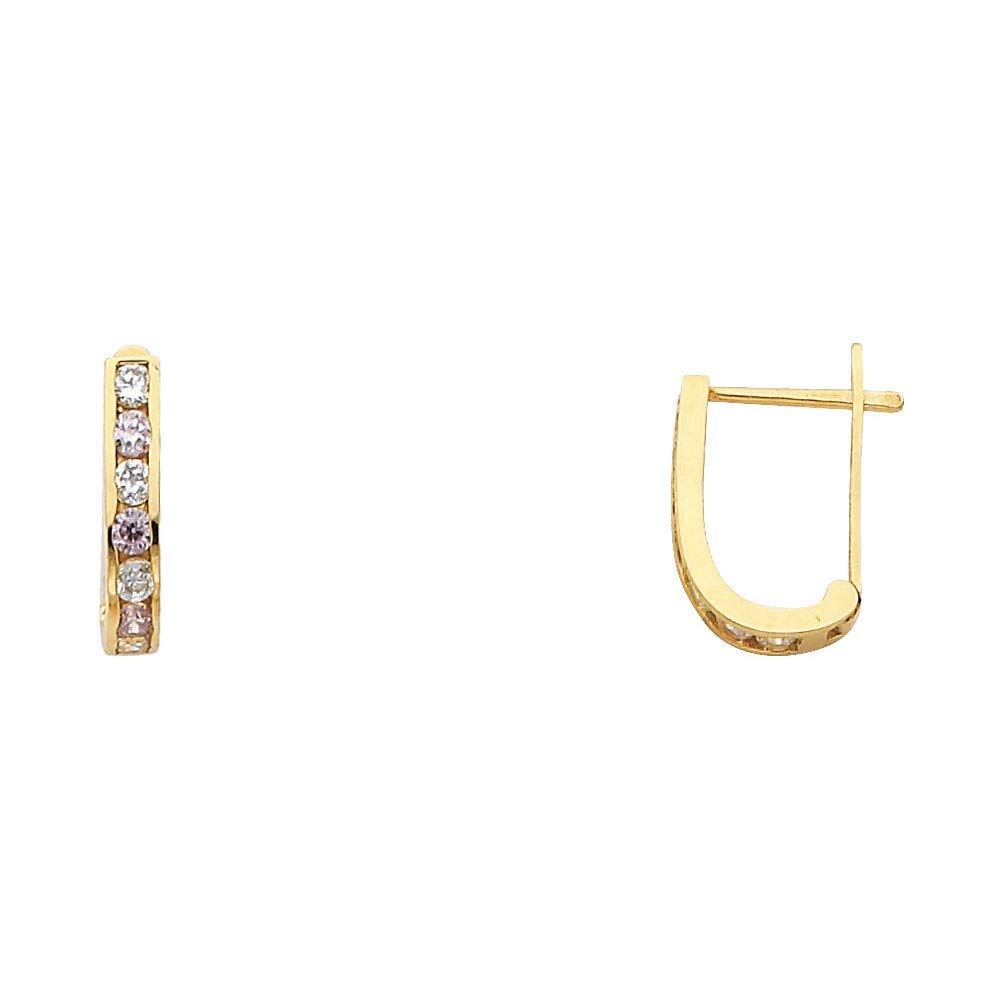 14K Yellow Gold CZ Cubic Zirconia Simulated Diamond Hugging Earrings for Women - 10x15mm Dainty Jewelry Gift for Anniversary, Birthday & Valentine's Day - Perfect for Weddings, Parties & Special Occasions