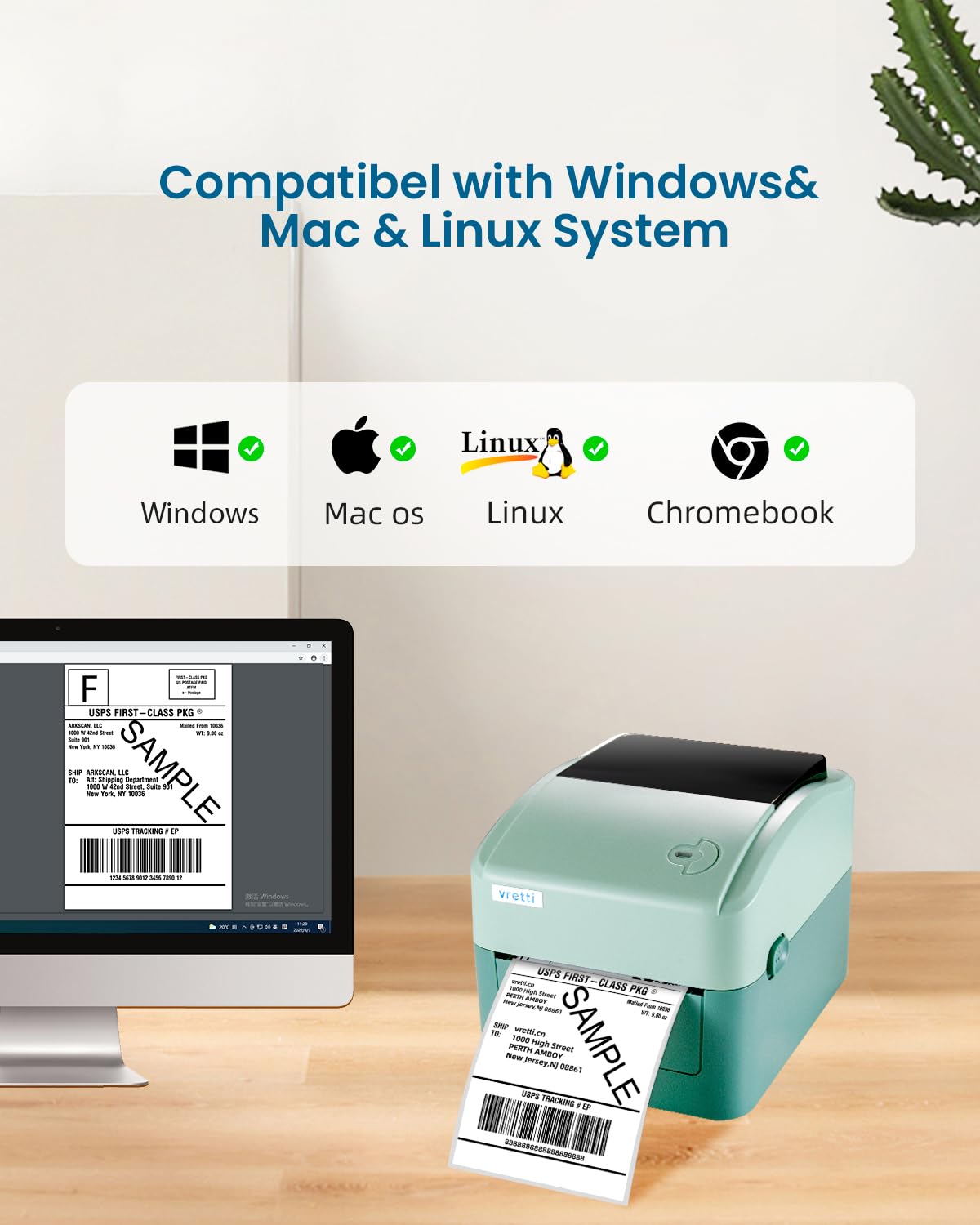 Vretti 4x6 420B Thermal Shipping Label Printer – Compatible with Amazon, eBay, Shopify, Etsy & UPS – Ideal for Small Business & E-commerce Shipping Labels (Home Office & Warehouse Use)