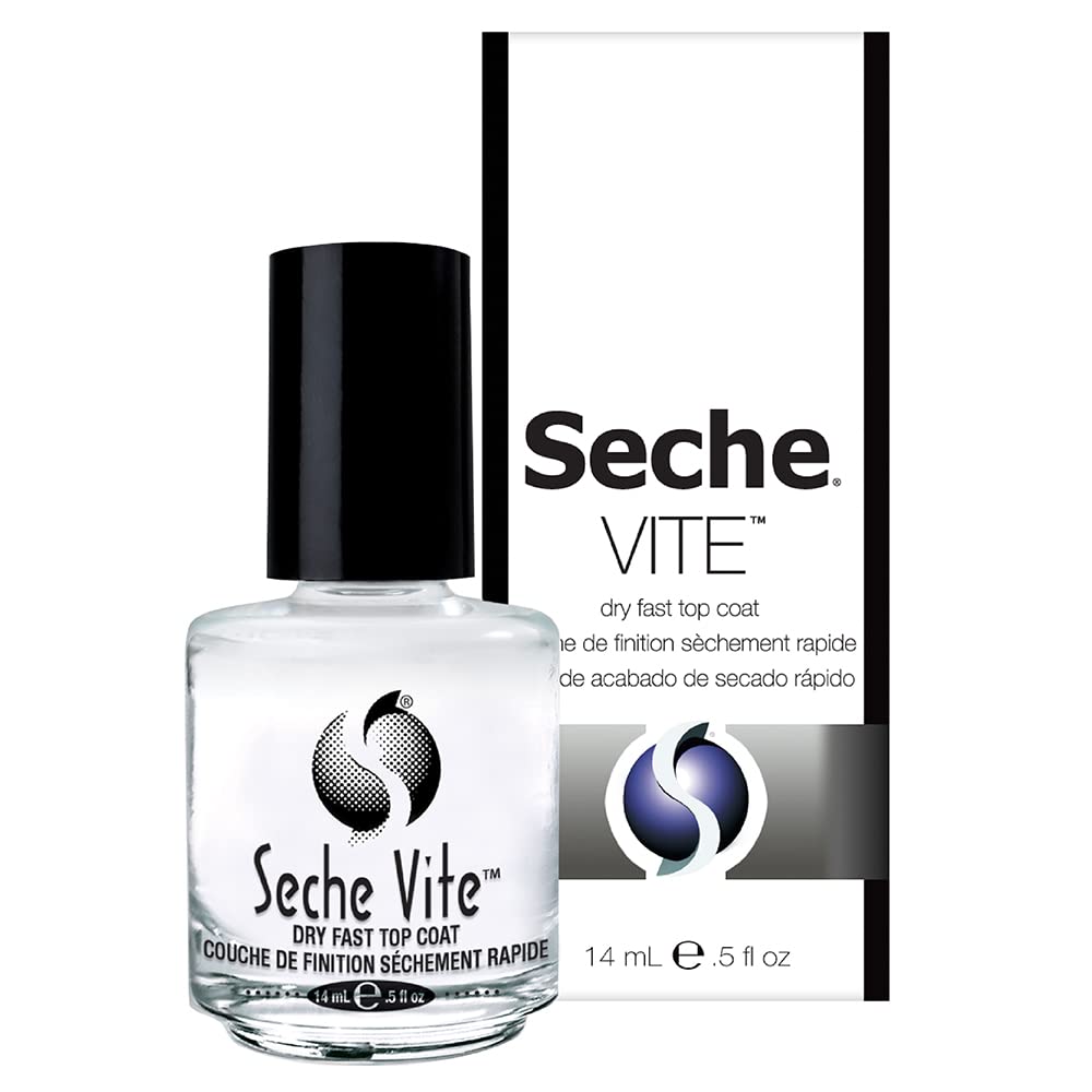 Seche Vite Fast Drying Top Coat Nail Polish - 0.5 fl oz Quick Dry Glossy Finish for Manicures & Pedicures - Perfect for Salon Quality Nails at Home or Professional Use
