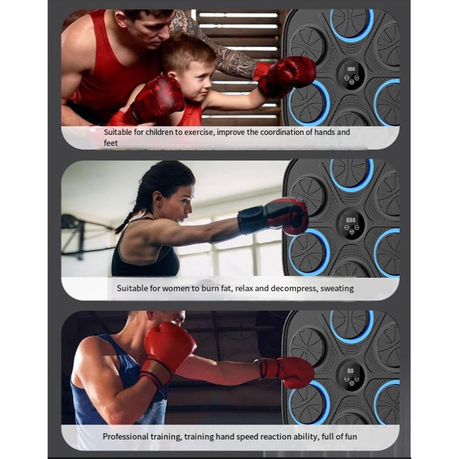 Beatpunch Boxing Machine for Adults & Kids - Wall Mounted Music Punching Bag with 9 Modes - Perfect for Home Gym, Stress Relief & Fitness Training