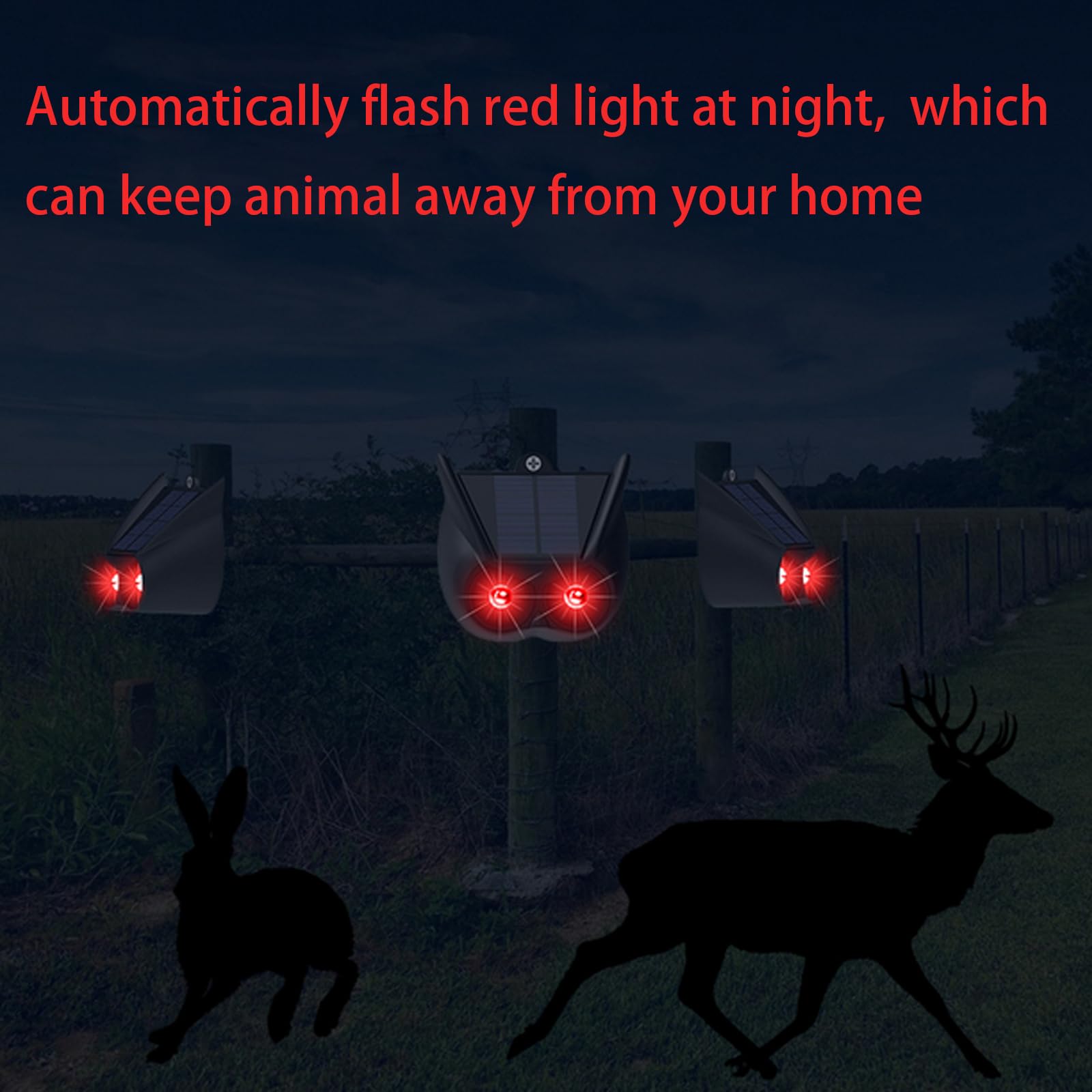 Aolyty Solar Powered Red Strobe Warning Light - IP65 Waterproof, 2 Pack for Chicken Coop, Farm, Yard, Garden & Orchard - Deters Animals & Enhances Safety in Outdoor Areas