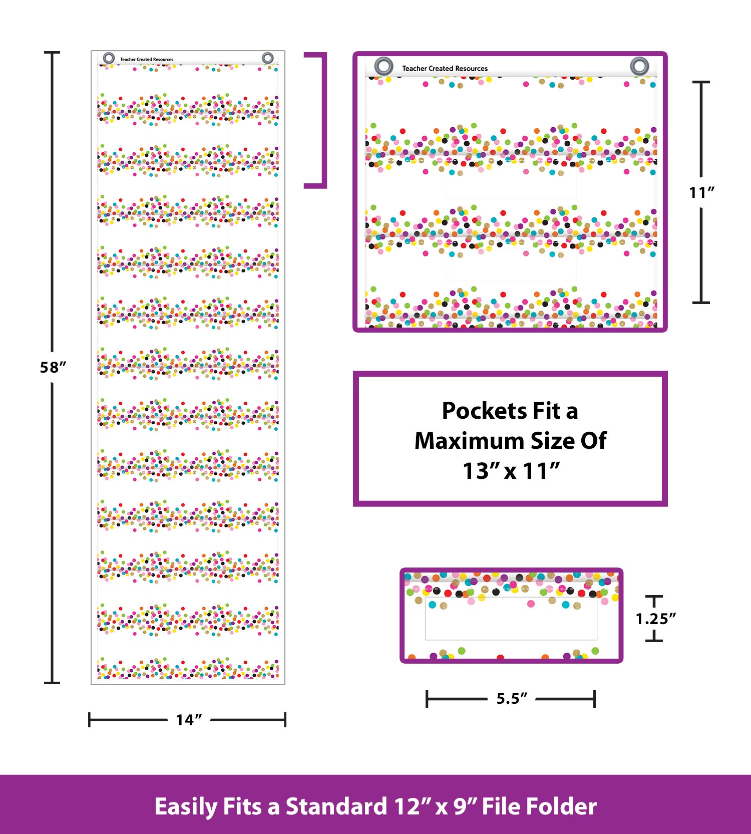 10-Pocket File Storage Pocket Chart - 14