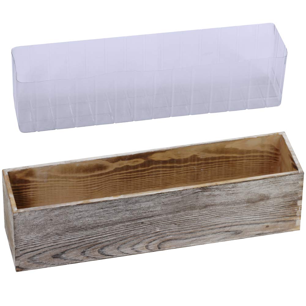 Whitewashed Wooden Planter Box with Inner Plastic Liner - 17.3