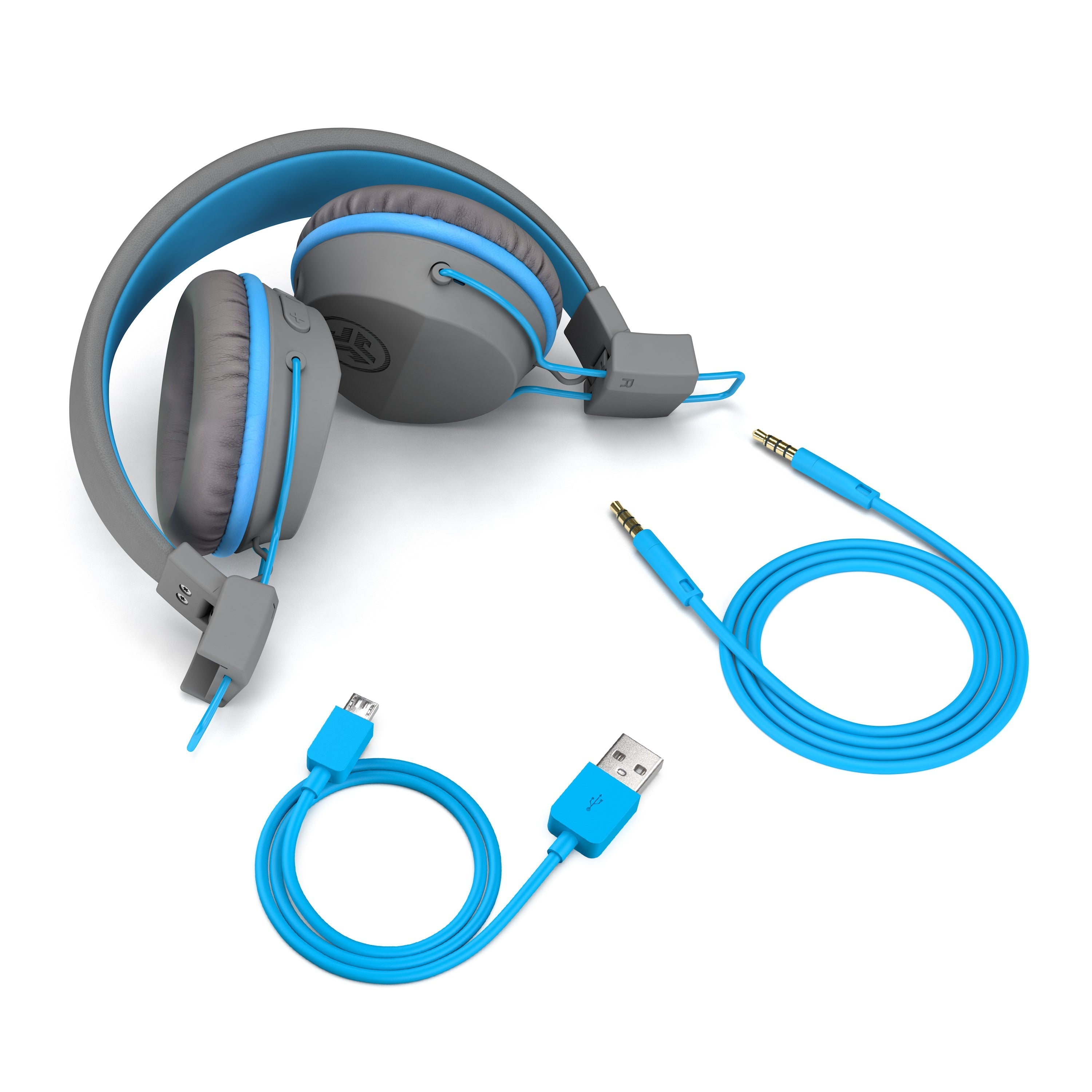 JBuddies Studio Wireless Kids Headphones - Graphite/Blue - Safe Volume Limited, Lightweight & Comfortable for School, Travel, and Online Learning